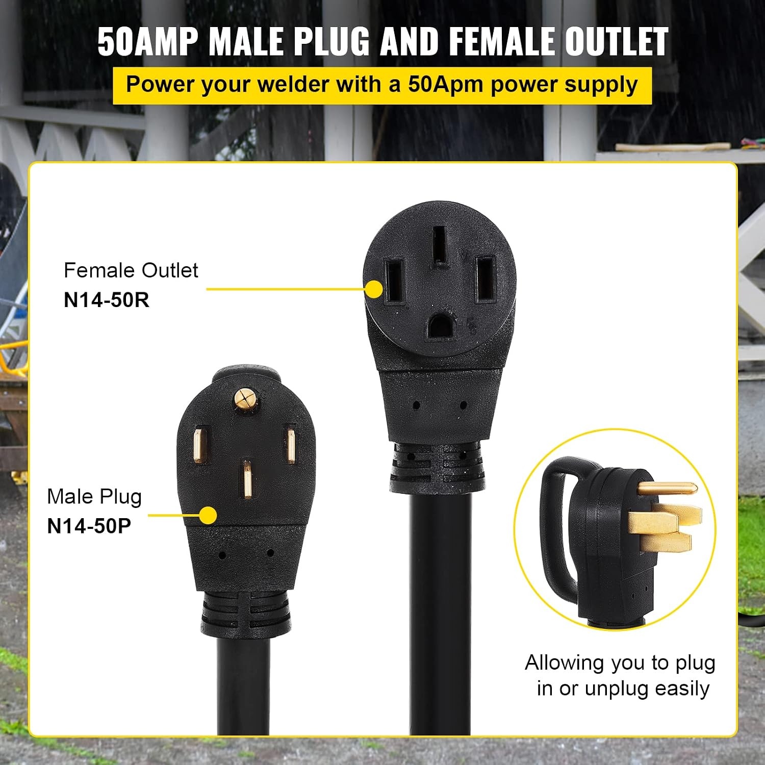 image:imageVEVOR 36 FT 50 Amp RV Extension Cord Durable Premium Power Cord RV 265mm Wire Diameter Extension Cord Copper Wire RV Cord Power Supply Cable for Trailer Motorhome Camper with Handles50 FT
