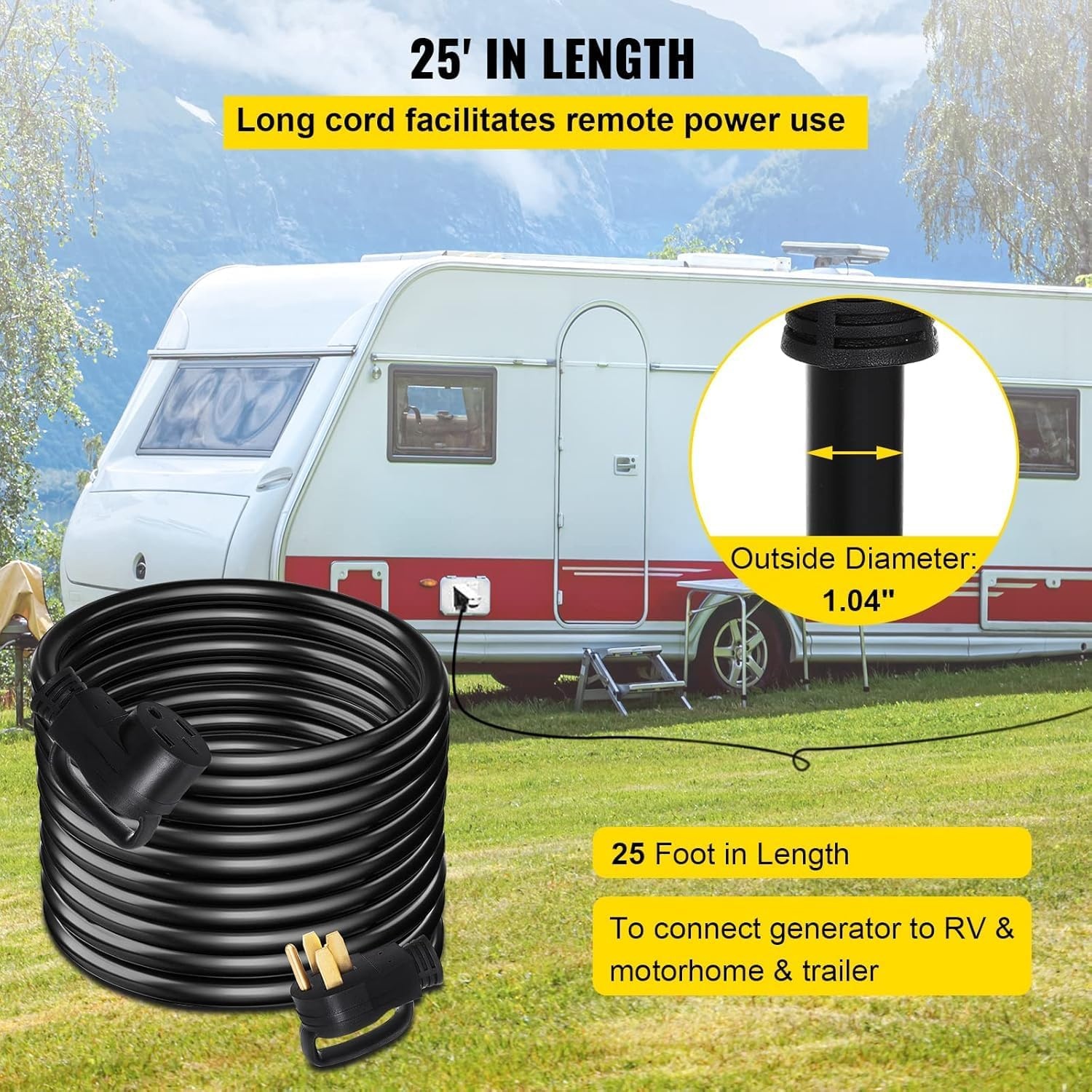 image:imageVEVOR 36 FT 50 Amp RV Extension Cord Durable Premium Power Cord RV 265mm Wire Diameter Extension Cord Copper Wire RV Cord Power Supply Cable for Trailer Motorhome Camper with Handles25 FT
