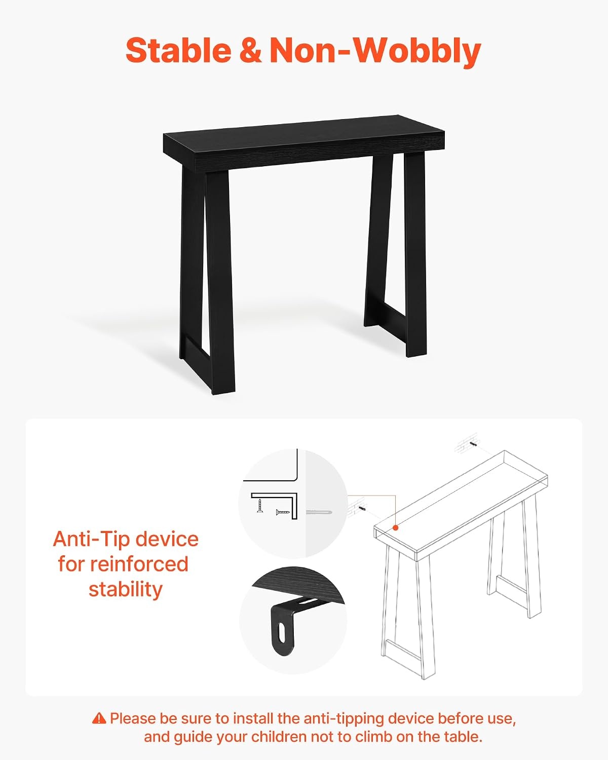 image:imageVEVOR 36 in Console Table Modern Desk Behind The Couch Wooden Rectangle Entrance Desk Narrow Long Sofa Table Accent Stand Ideal for Hallway Bedroom Living Room Foyer Easy Assembly BlackBlack