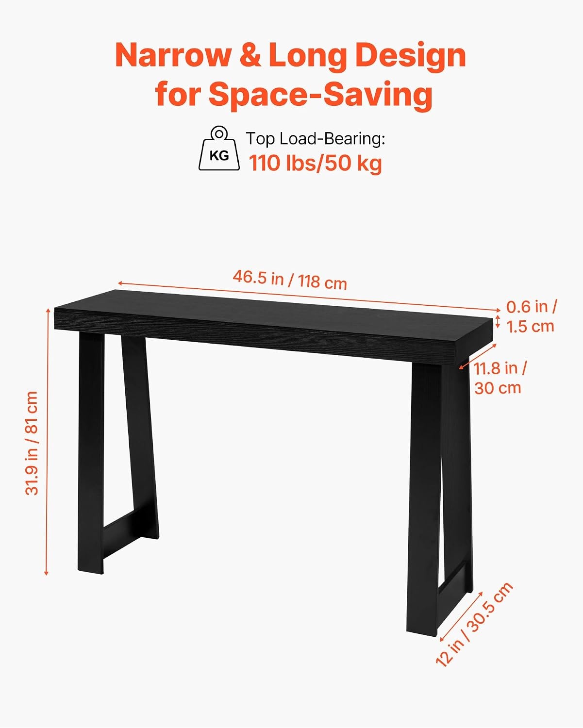 image:imageVEVOR 36 in Console Table Modern Desk Behind The Couch Wooden Rectangle Entrance Desk Narrow Long Sofa Table Accent Stand Ideal for Hallway Bedroom Living Room Foyer Easy Assembly BlackBlack