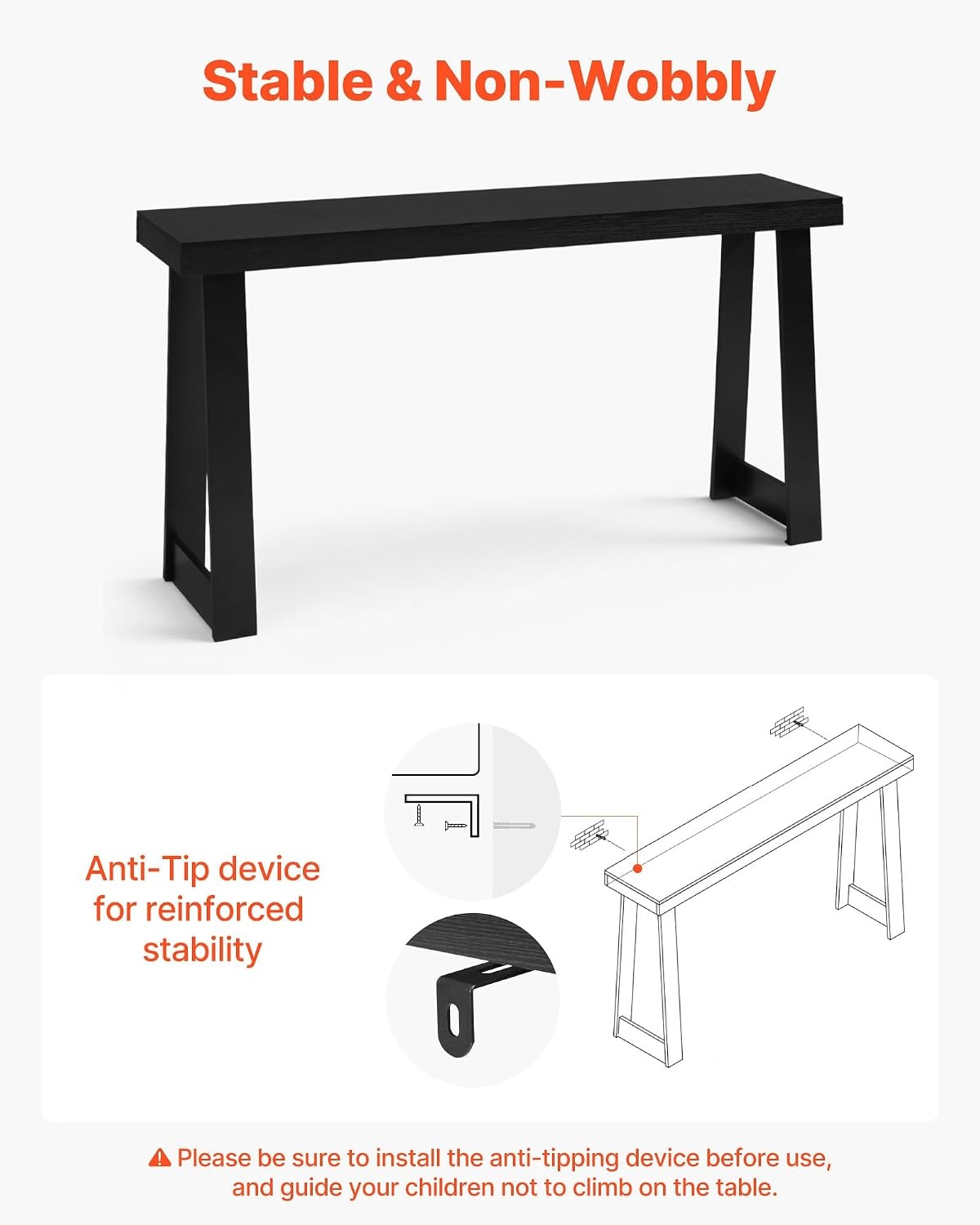 image:imageVEVOR 36 in Console Table Modern Desk Behind The Couch Wooden Rectangle Entrance Desk Narrow Long Sofa Table Accent Stand Ideal for Hallway Bedroom Living Room Foyer Easy Assembly BlackBlack