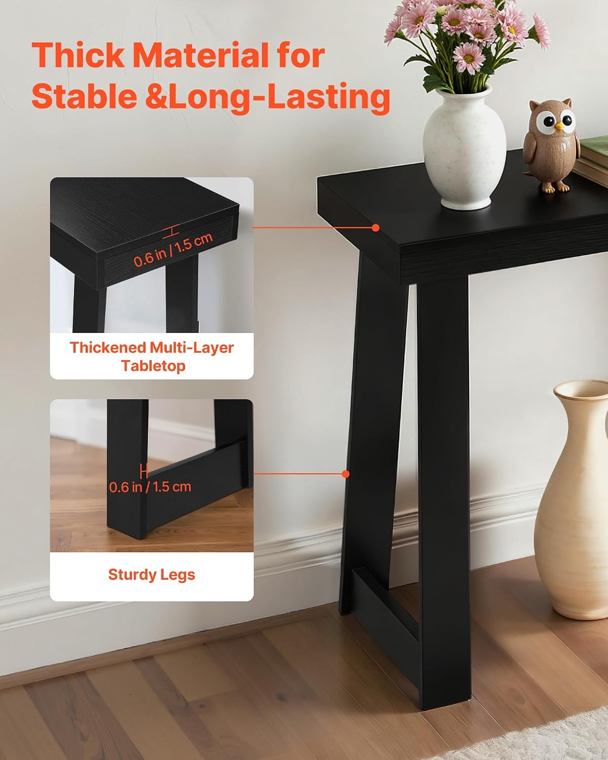 image:imageVEVOR 36 in Console Table Modern Desk Behind The Couch Wooden Rectangle Entrance Desk Narrow Long Sofa Table Accent Stand Ideal for Hallway Bedroom Living Room Foyer Easy Assembly BlackBlack