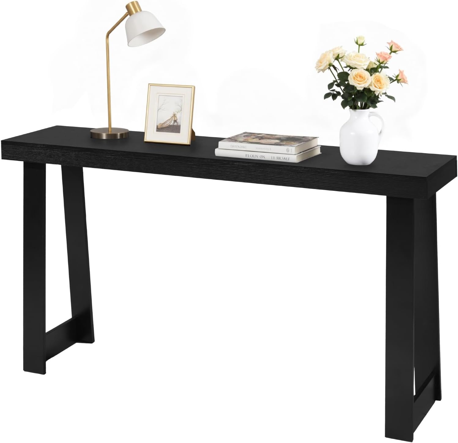 image:imageVEVOR 36 in Console Table Modern Desk Behind The Couch Wooden Rectangle Entrance Desk Narrow Long Sofa Table Accent Stand Ideal for Hallway Bedroom Living Room Foyer Easy Assembly BlackBlack