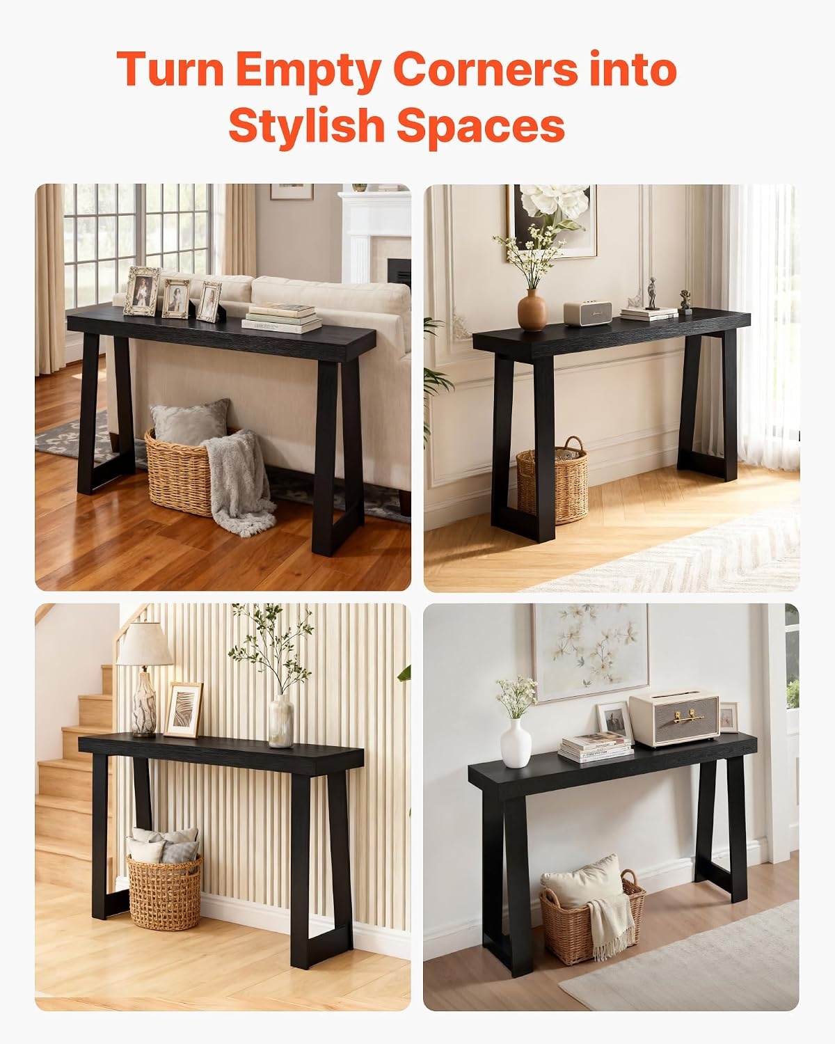 image:imageVEVOR 36 in Console Table Modern Desk Behind The Couch Wooden Rectangle Entrance Desk Narrow Long Sofa Table Accent Stand Ideal for Hallway Bedroom Living Room Foyer Easy Assembly BlackBlack
