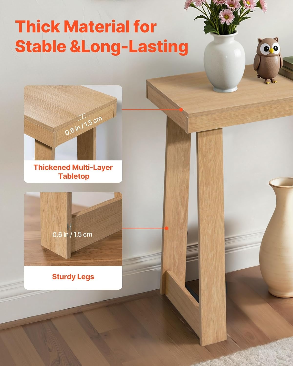 image:imageVEVOR 36 in Console Table Modern Desk Behind The Couch Wooden Rectangle Entrance Desk Narrow Long Sofa Table Accent Stand Ideal for Hallway Bedroom Living Room Foyer Easy Assembly BlackNatural