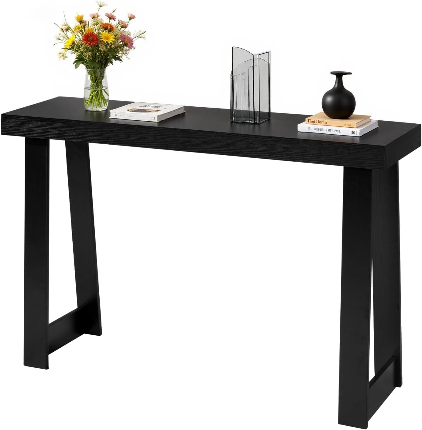 image:imageVEVOR 36 in Console Table Modern Desk Behind The Couch Wooden Rectangle Entrance Desk Narrow Long Sofa Table Accent Stand Ideal for Hallway Bedroom Living Room Foyer Easy Assembly BlackBlack