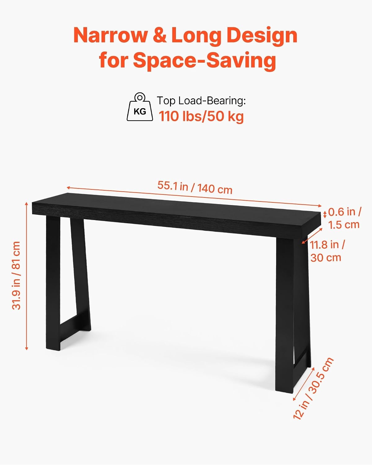 image:imageVEVOR 36 in Console Table Modern Desk Behind The Couch Wooden Rectangle Entrance Desk Narrow Long Sofa Table Accent Stand Ideal for Hallway Bedroom Living Room Foyer Easy Assembly BlackBlack