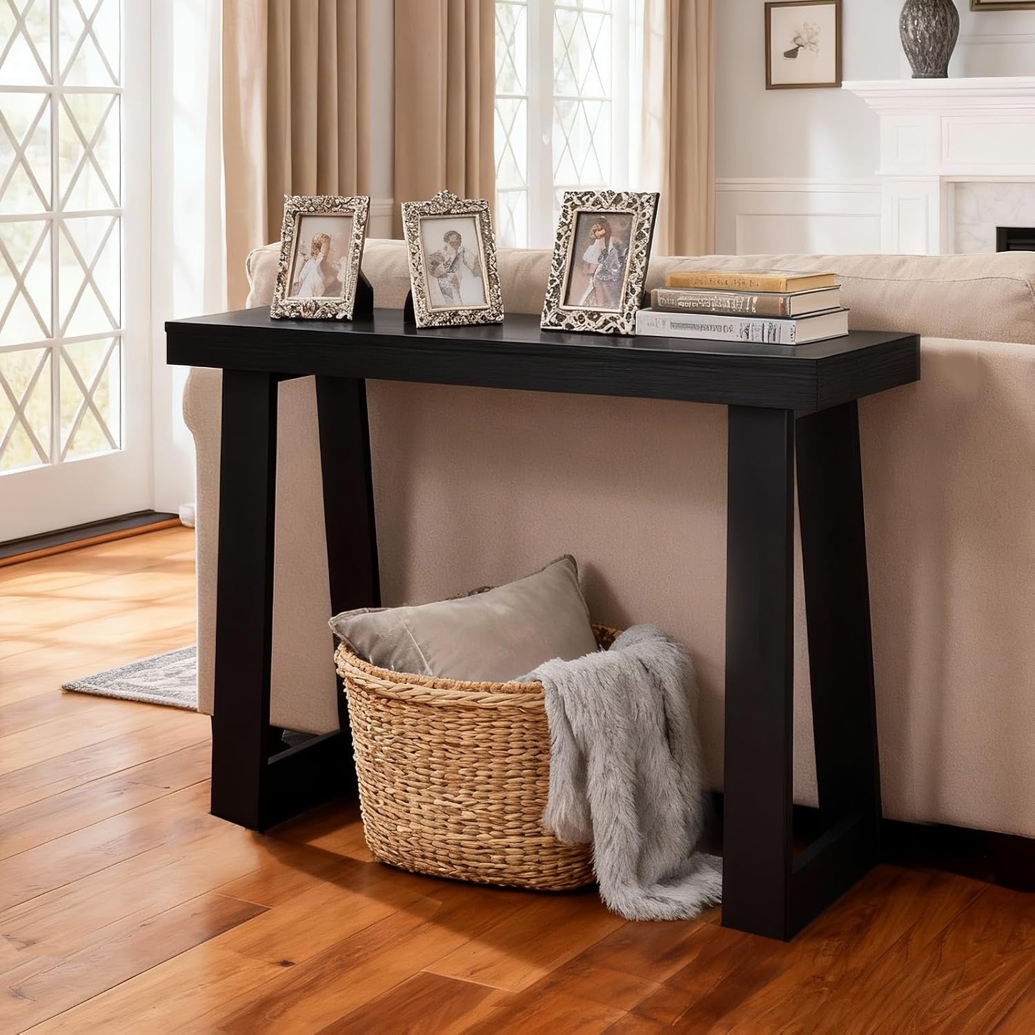 image:imageVEVOR 36 in Console Table Modern Desk Behind The Couch Wooden Rectangle Entrance Desk Narrow Long Sofa Table Accent Stand Ideal for Hallway Bedroom Living Room Foyer Easy Assembly BlackBlack