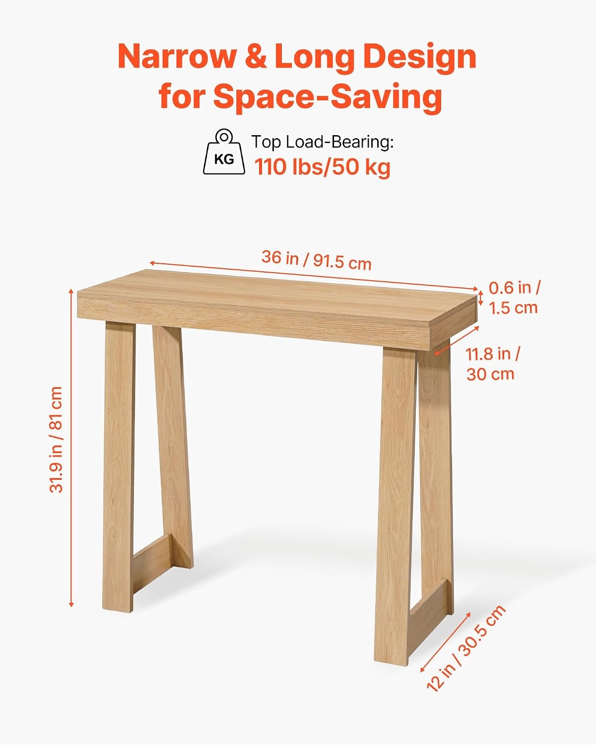 image:imageVEVOR 36 in Console Table Modern Desk Behind The Couch Wooden Rectangle Entrance Desk Narrow Long Sofa Table Accent Stand Ideal for Hallway Bedroom Living Room Foyer Easy Assembly BlackNatural
