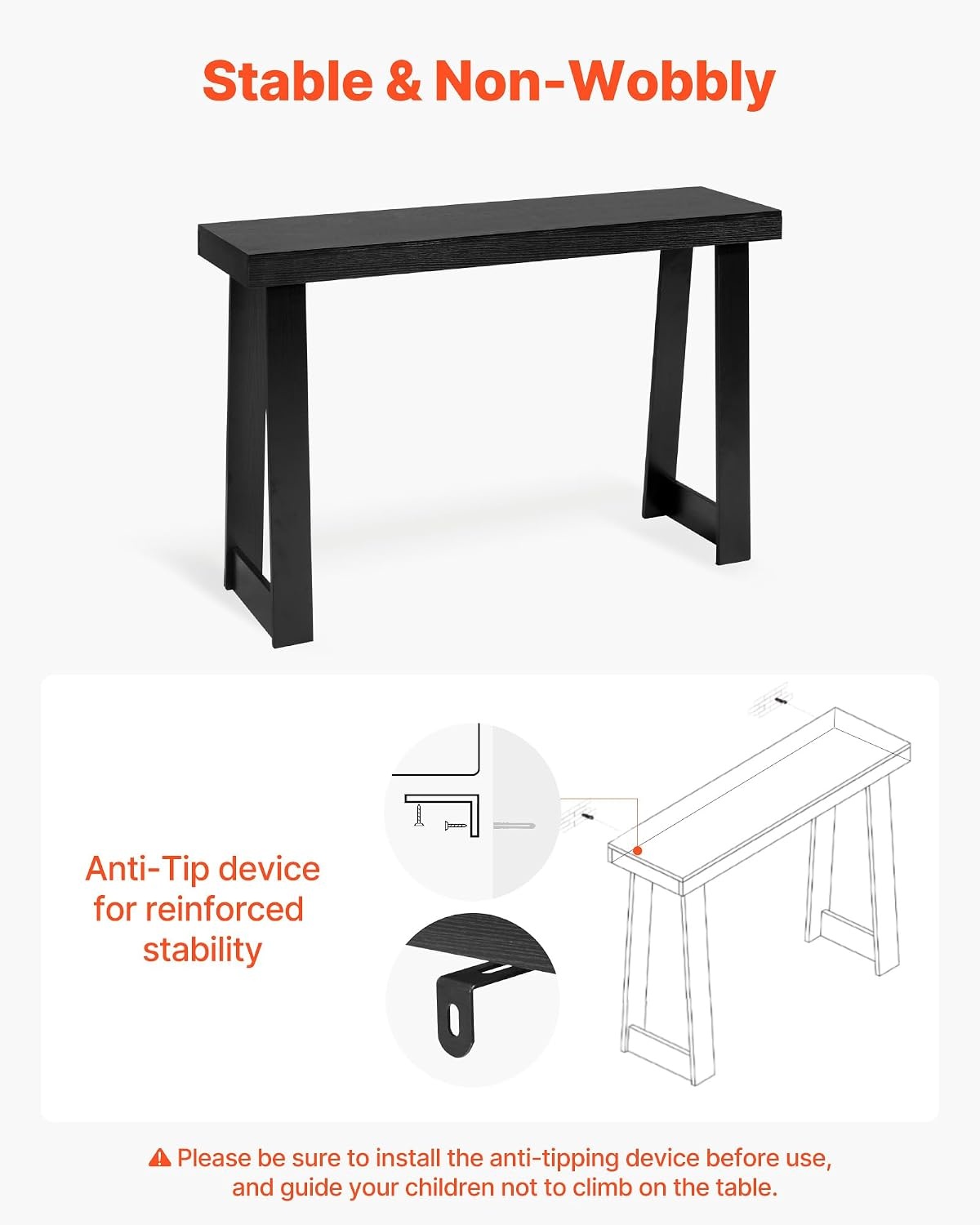 image:imageVEVOR 36 in Console Table Modern Desk Behind The Couch Wooden Rectangle Entrance Desk Narrow Long Sofa Table Accent Stand Ideal for Hallway Bedroom Living Room Foyer Easy Assembly BlackBlack