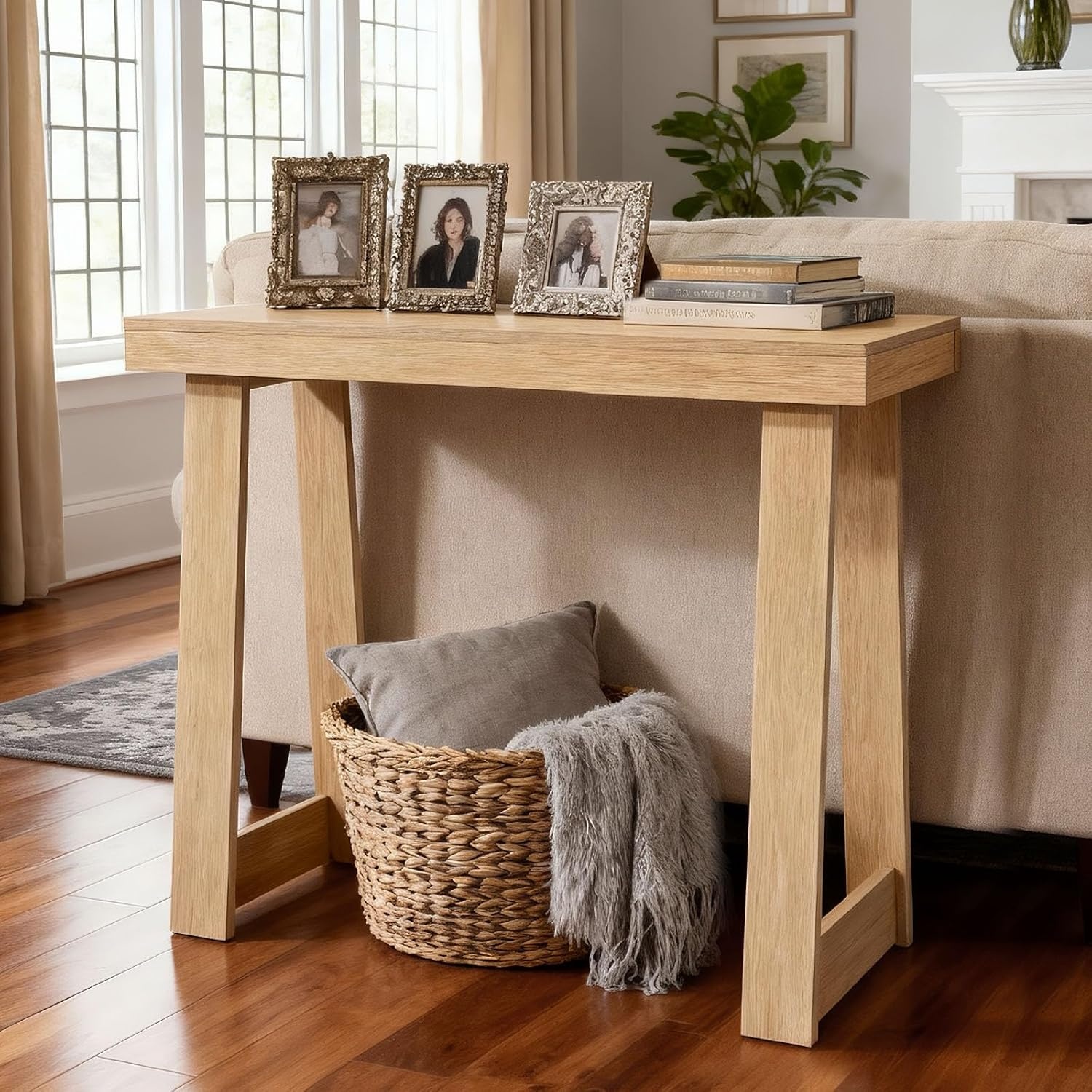 image:imageVEVOR 36 in Console Table Modern Desk Behind The Couch Wooden Rectangle Entrance Desk Narrow Long Sofa Table Accent Stand Ideal for Hallway Bedroom Living Room Foyer Easy Assembly BlackNatural