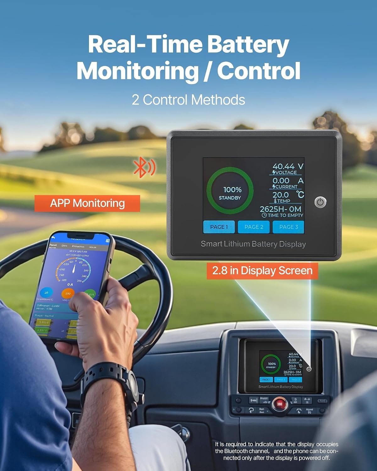 image:imageVEVOR 36V48V 105Ah Golf Cart Lithium Battery 3648 Volt Golf Cart Battery with 200A BMS LCD or Touch Monitor and Mobile APP LiFePO4 Battery with 600A Peak Current 4000 Cycles for Golf Carts36V Battery and Charger ABS Casing