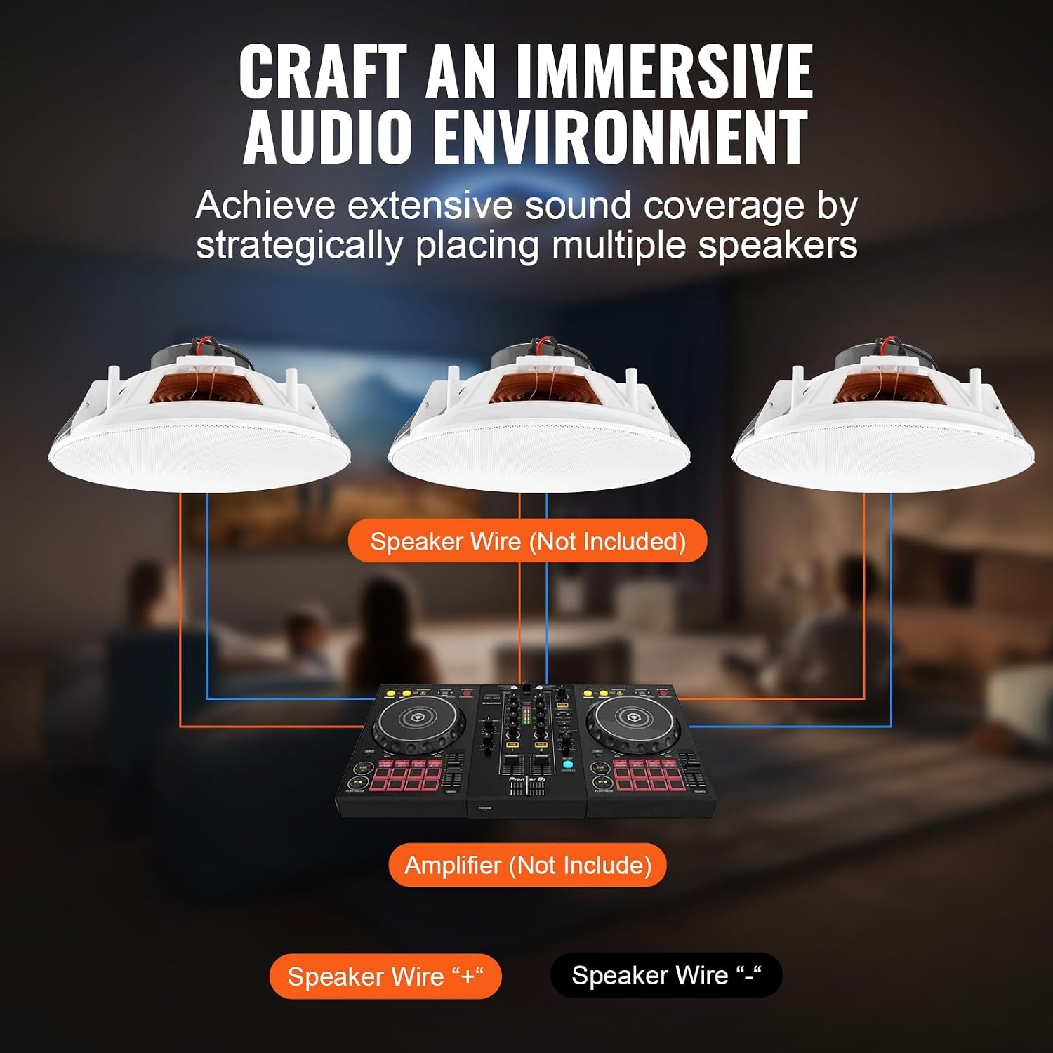 image:imageVEVOR 4 PCs 8 Inch in Ceiling Speakers 400W Flush Mount Ceiling amp inWall Speakers System with 8 Woofer1 Tweeter for Home Kitchen Living Room Bedroom or Covered Outdoor Porches100W4