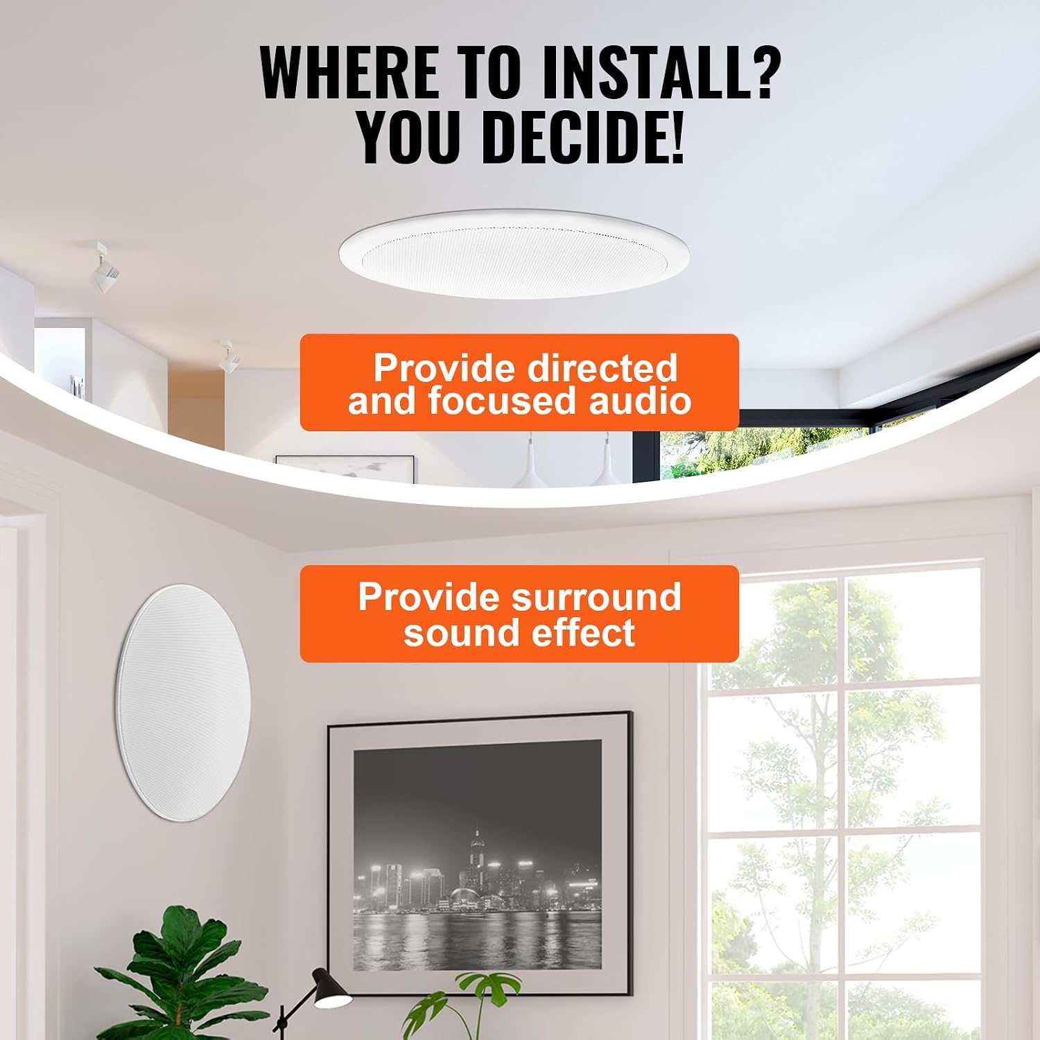 image:imageVEVOR 4 PCs 8 Inch in Ceiling Speakers 400W Flush Mount Ceiling amp inWall Speakers System with 8 Woofer1 Tweeter for Home Kitchen Living Room Bedroom or Covered Outdoor Porches100W4