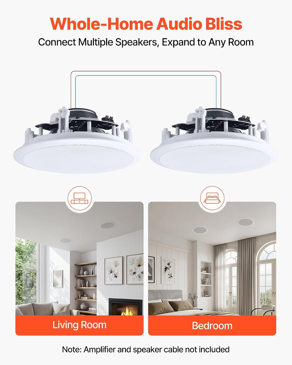 image:imageVEVOR 4 PCs 8 Inch in Ceiling Speakers 400W Flush Mount Ceiling amp inWall Speakers System with 8 Woofer1 Tweeter for Home Kitchen Living Room Bedroom or Covered Outdoor Porches150W2