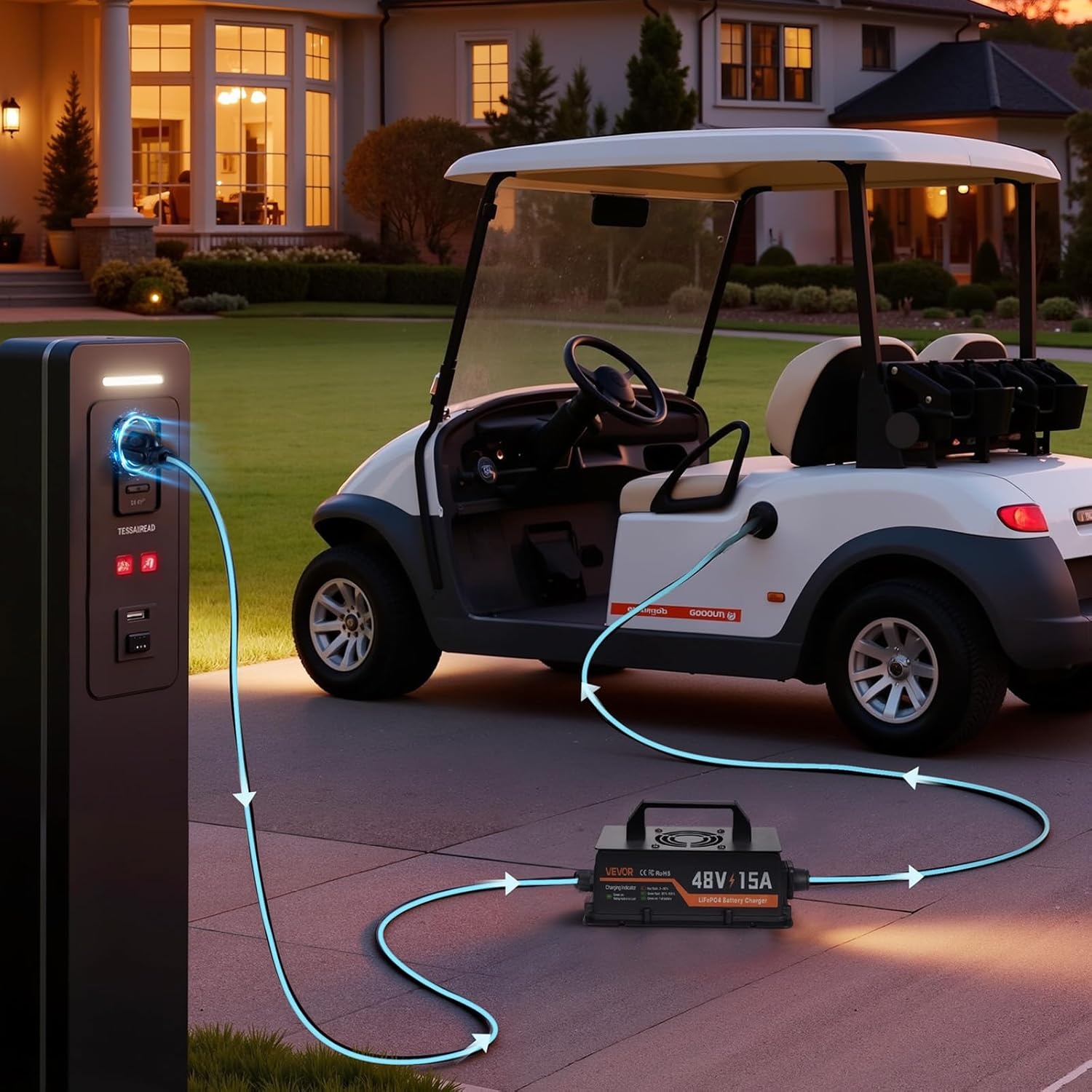 image:imageVEVOR 48V 512V 105AH Lithium Golf Cart Battery with 18A Charger Lifepo4 Battery Kit Builtin 200A BMS with Bluetooth amp Touch Monitor 2C Discharge 4000 Cycles for Golf Carts Trolling Motors