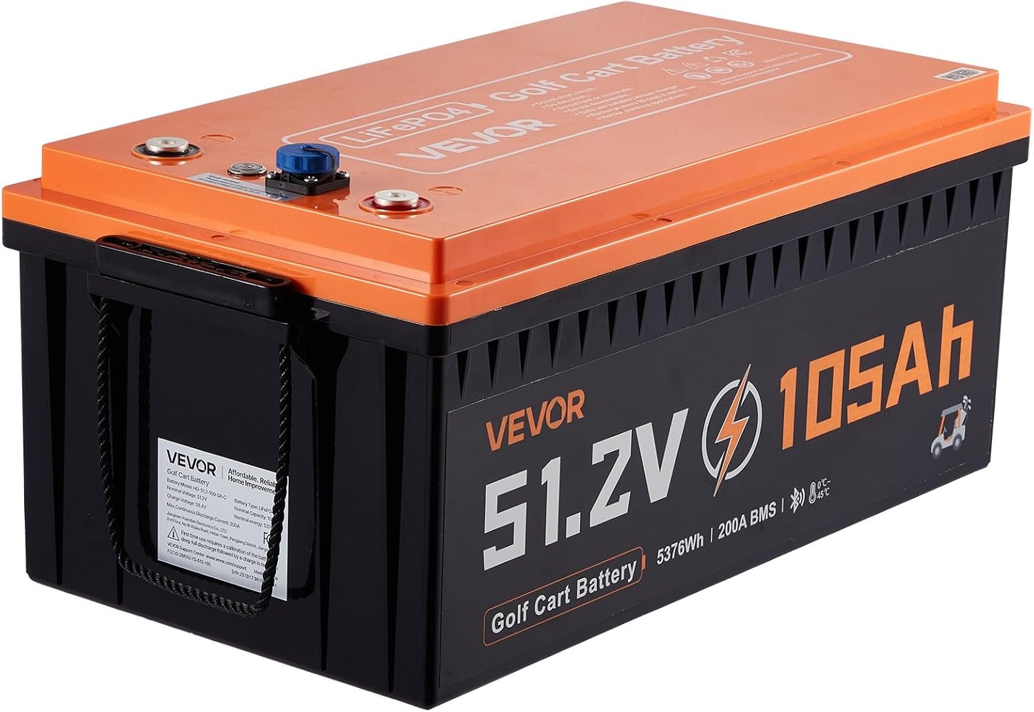 image:imageVEVOR 48V 512V 105AH Lithium Golf Cart Battery with 18A Charger Lifepo4 Battery Kit Builtin 200A BMS with Bluetooth amp Touch Monitor 2C Discharge 4000 Cycles for Golf Carts Trolling Motors