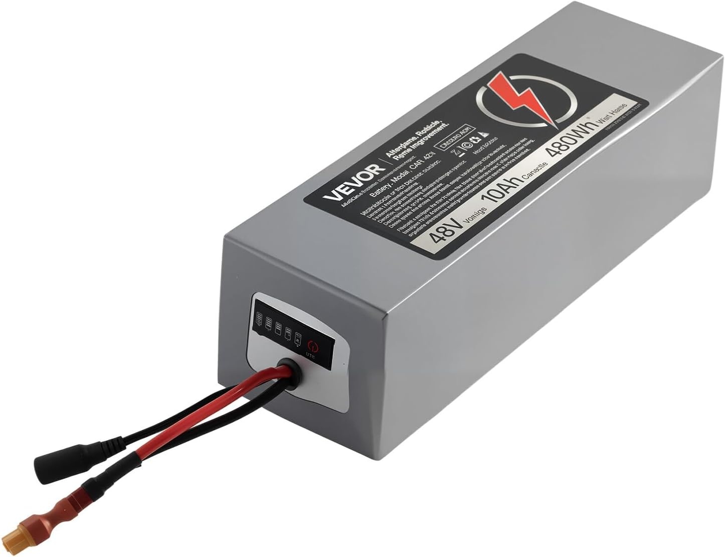 image:imageVEVOR 48V Lithium Battery 10Ah Lithium Battery Pack with 30A BMS Protection Charger TPlug Expansion Cable 500 Cycles IP66 Waterproof PVC Shell Fast Charging Compatible with 2400W Motors48V 10Ah