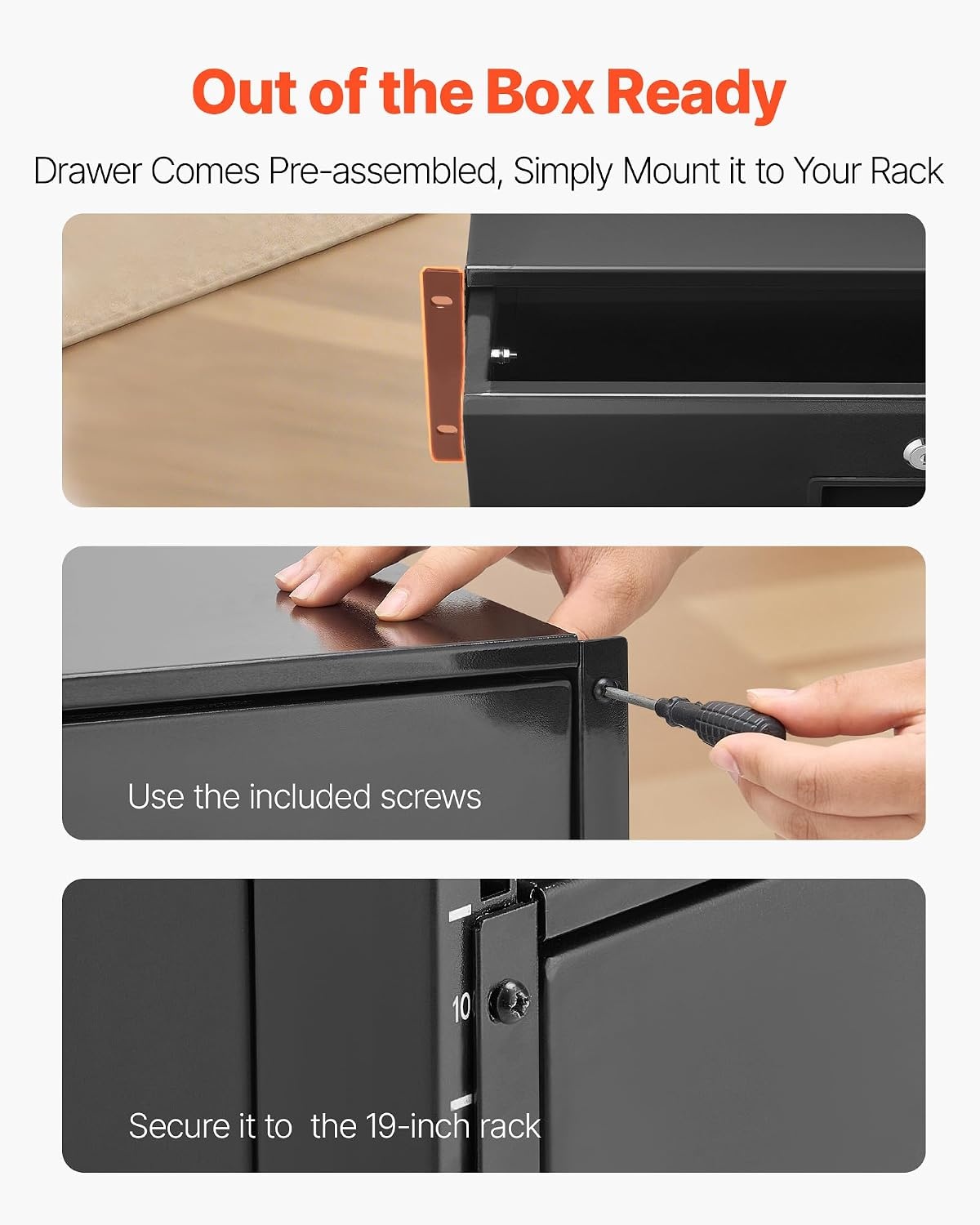 image:imageVEVOR 4U Rack Drawer Lockable Server Cabinet Case 138 Depth Server Rack Mount Drawer for 19 Network EquipmentDJAV Rack or Cabinet Enclosure 50 lbs Max Load with Cable Management Holes3U
