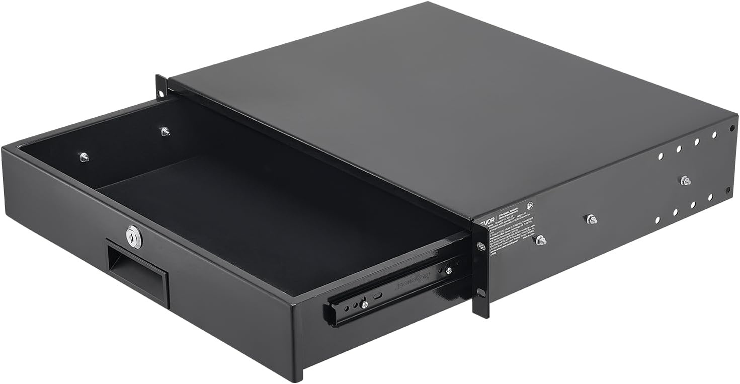 image:imageVEVOR 4U Rack Drawer Lockable Server Cabinet Case 138 Depth Server Rack Mount Drawer for 19 Network EquipmentDJAV Rack or Cabinet Enclosure 50 lbs Max Load with Cable Management Holes2U
