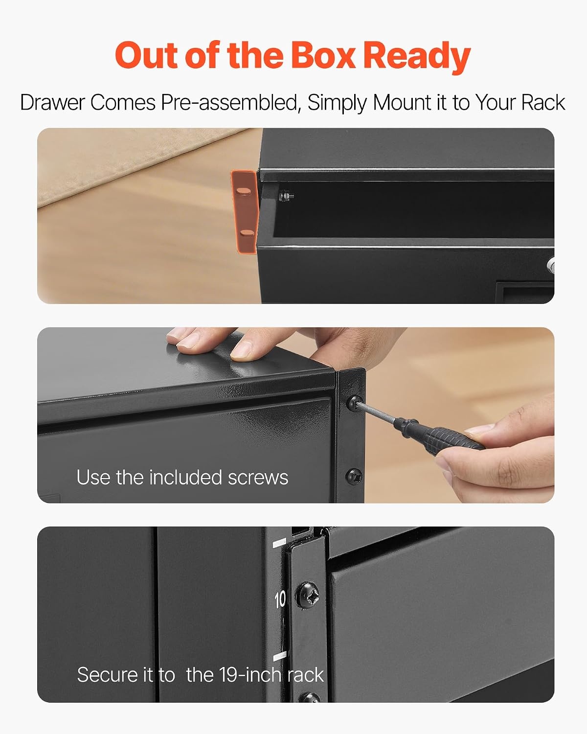 image:imageVEVOR 4U Rack Drawer Lockable Server Cabinet Case 138 Depth Server Rack Mount Drawer for 19 Network EquipmentDJAV Rack or Cabinet Enclosure 50 lbs Max Load with Cable Management Holes2U