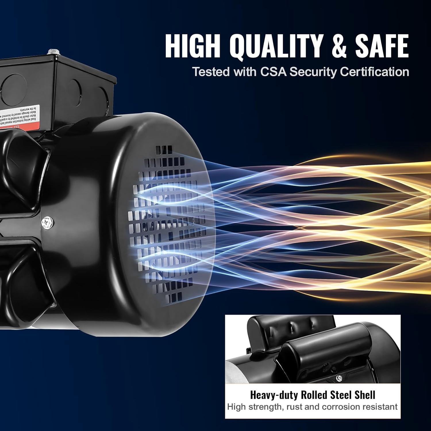 image:imageVEVOR 5 HP Electric Motor 3450RPM Air Compressor Motor CWCCW Rotation 0875 inch Shaft Diameter 225inch Shaft Length 1014Nm Torque SinglePhase 230V TEFC Cooling1