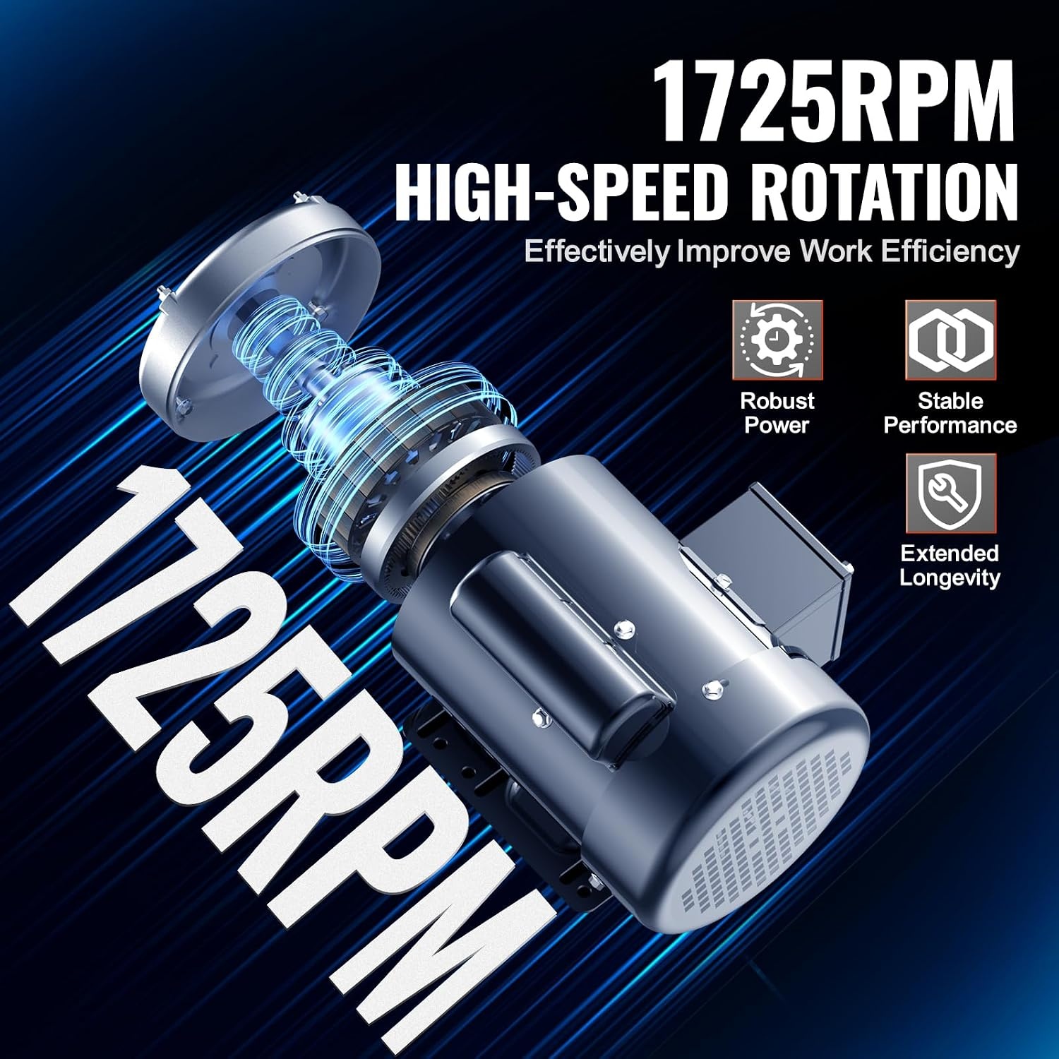 image:imageVEVOR 5 HP Electric Motor 3450RPM Air Compressor Motor CWCCW Rotation 0875 inch Shaft Diameter 225inch Shaft Length 1014Nm Torque SinglePhase 230V TEFC Cooling1