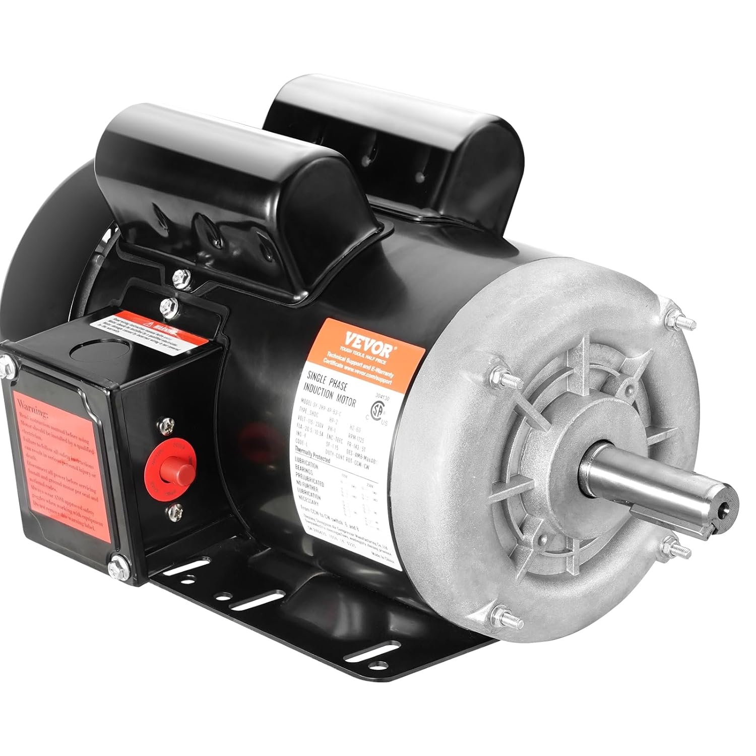 image:imageVEVOR 5 HP Electric Motor 3450RPM Air Compressor Motor CWCCW Rotation 0875 inch Shaft Diameter 225inch Shaft Length 1014Nm Torque SinglePhase 230V TEFC Cooling1