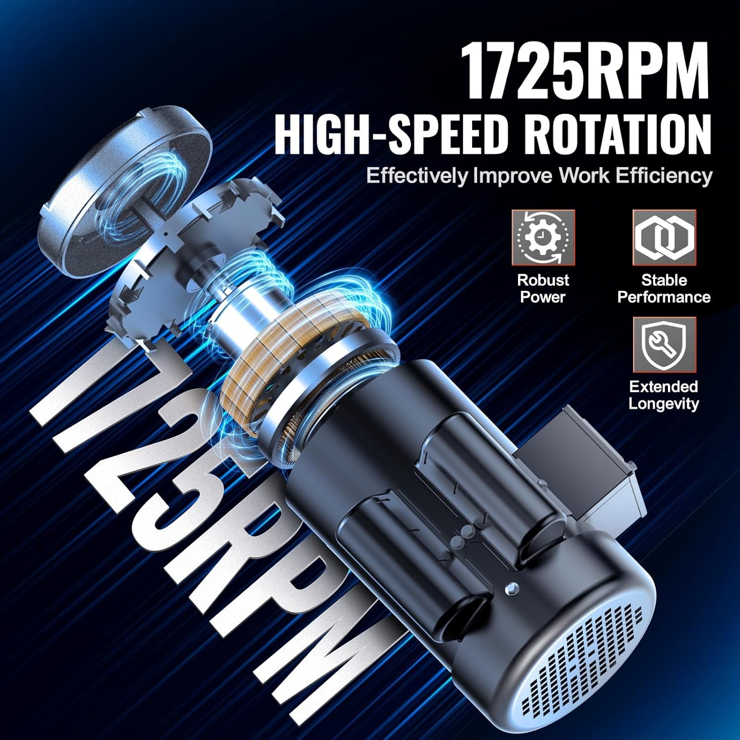 image:imageVEVOR 5 HP Electric Motor 3450RPM Air Compressor Motor CWCCW Rotation 0875 inch Shaft Diameter 225inch Shaft Length 1014Nm Torque SinglePhase 230V TEFC Cooling1