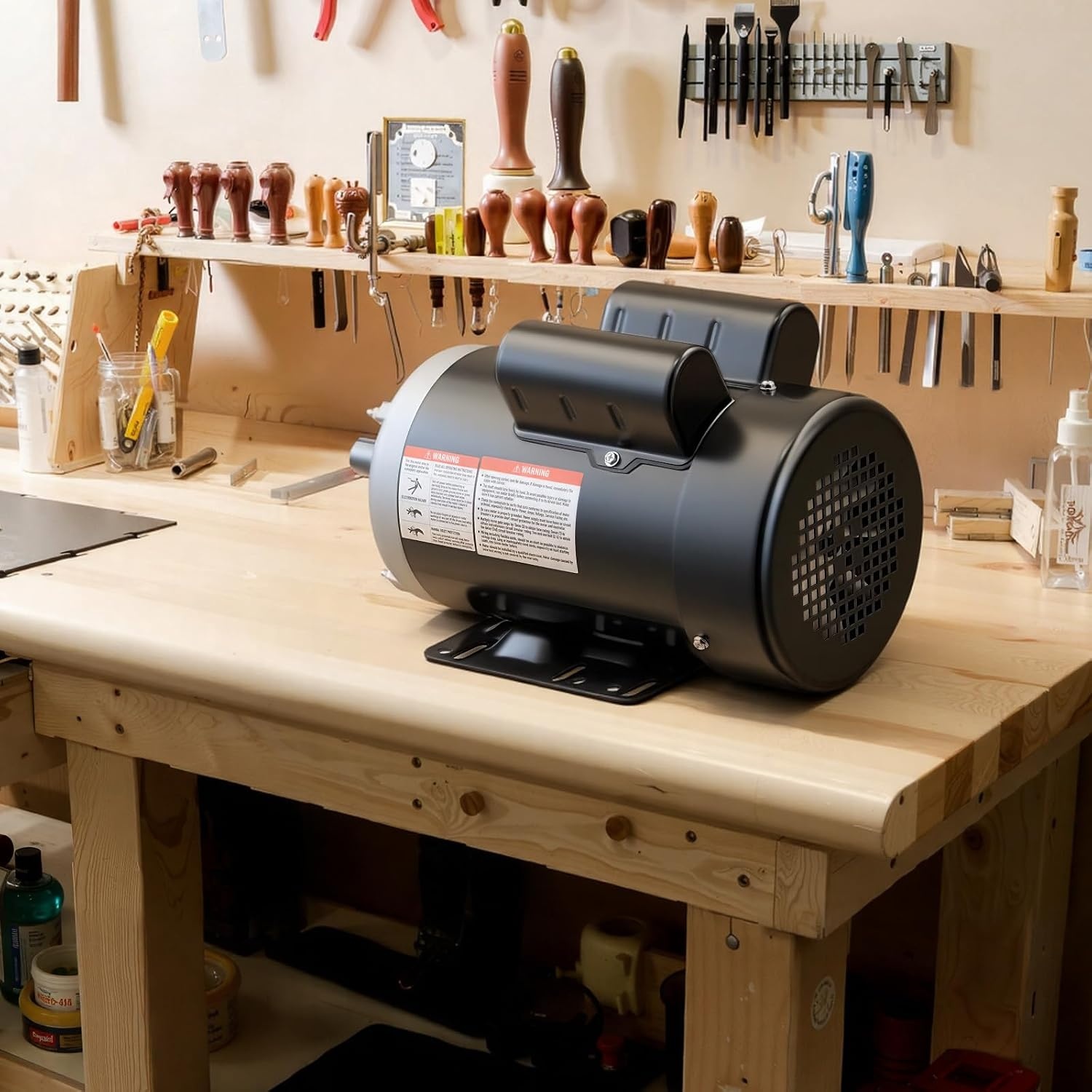 image:imageVEVOR 5 HP Electric Motor 3450RPM Air Compressor Motor CWCCW Rotation 0875 inch Shaft Diameter 225inch Shaft Length 1014Nm Torque SinglePhase 230V TEFC Cooling1
