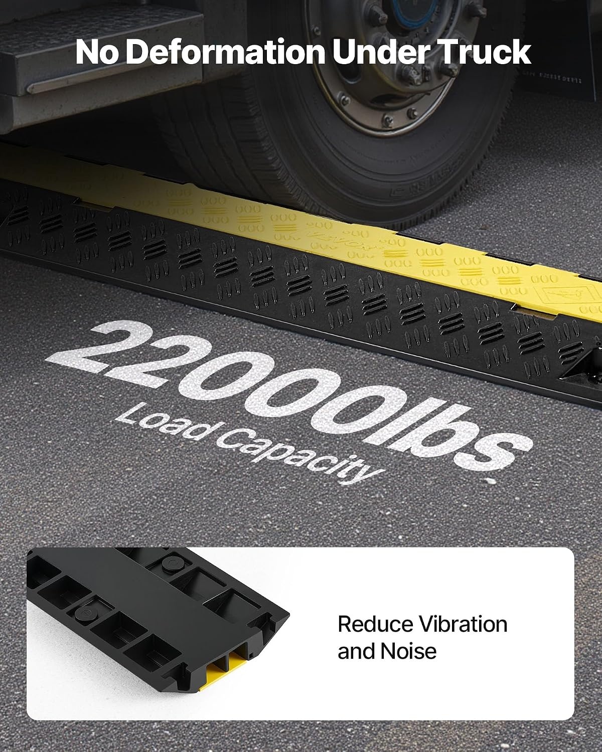 image:imageVEVOR 5 PCs TPU Cable Protector Ramp Heavy Duty 2Channel Speed Bumps for Road OdorFree EcoFriendly TPU with TPR Cover for Driveway Hose Floor Cord Cover 22000 lbsAxle Capacity3 PCs