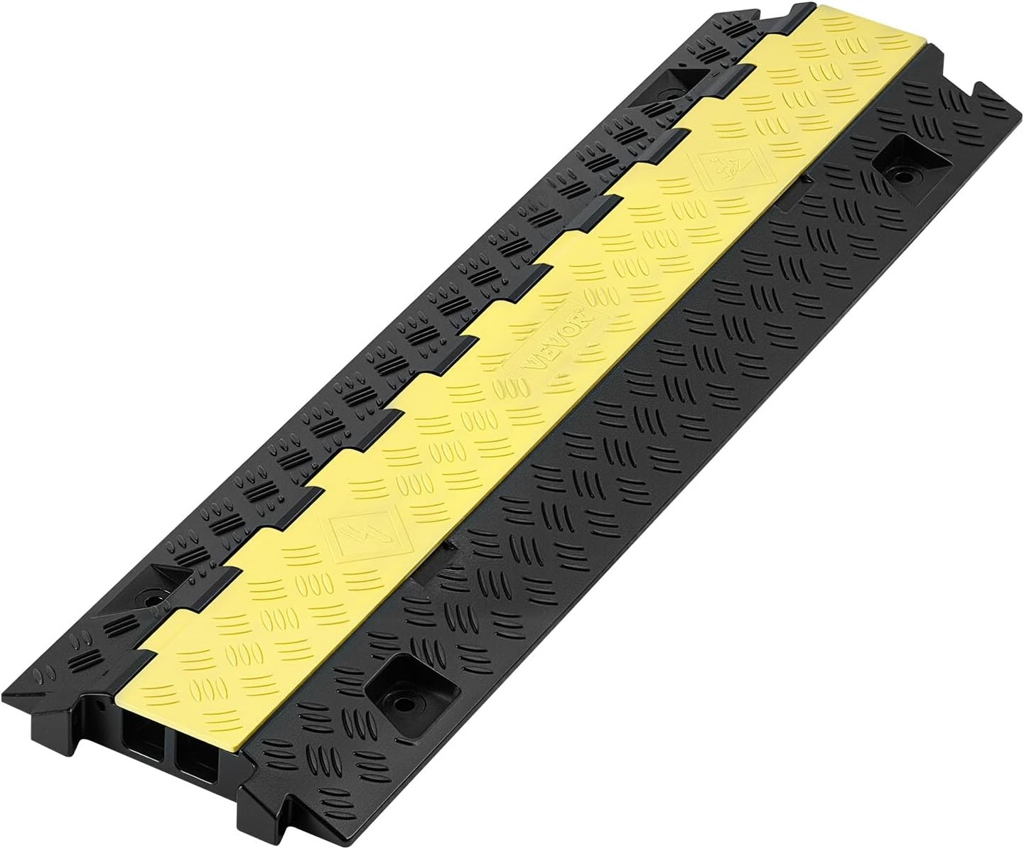 image:imageVEVOR 5 PCs TPU Cable Protector Ramp Heavy Duty 2Channel Speed Bumps for Road OdorFree EcoFriendly TPU with TPR Cover for Driveway Hose Floor Cord Cover 22000 lbsAxle Capacity3 PCs