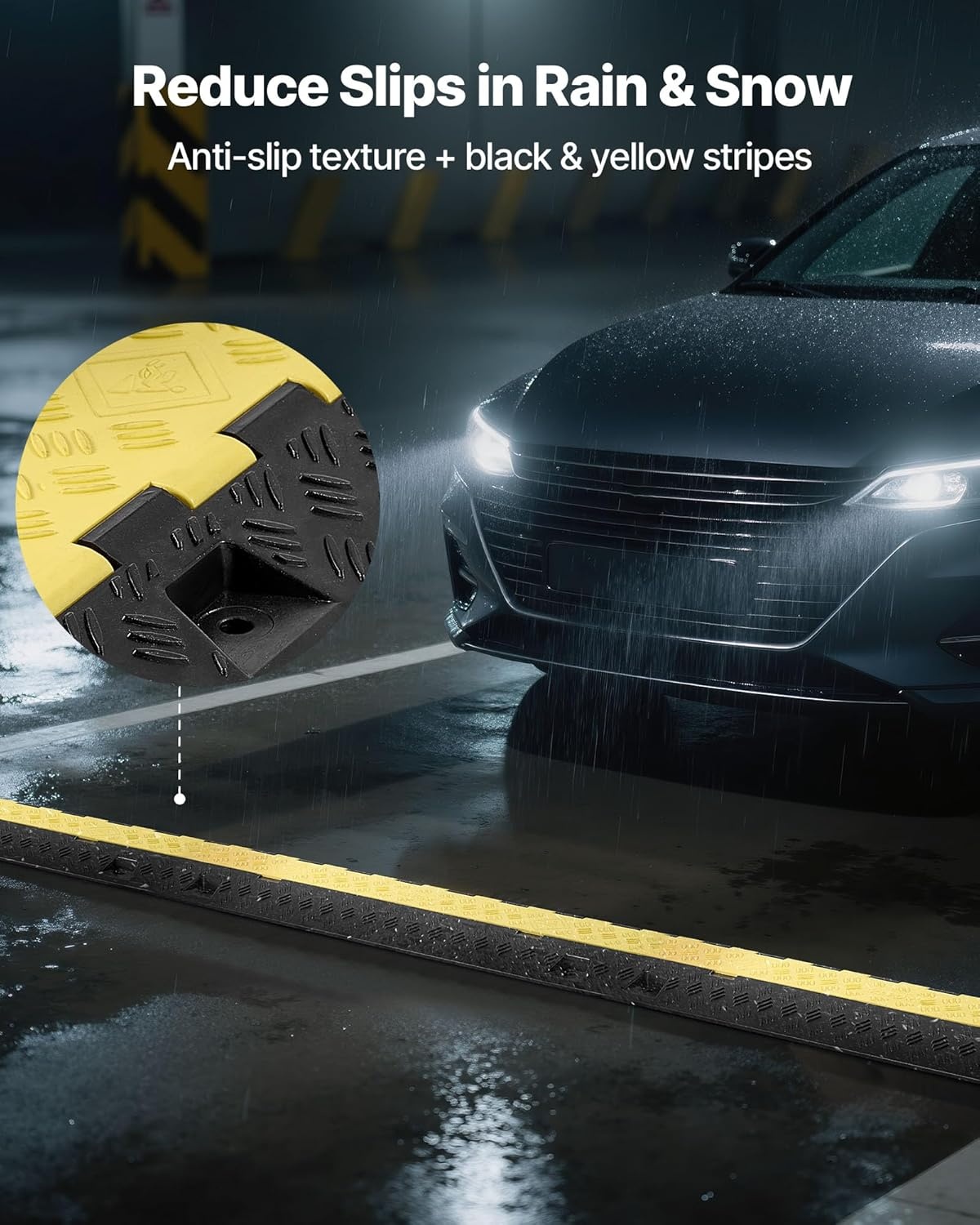 image:imageVEVOR 5 PCs TPU Cable Protector Ramp Heavy Duty 2Channel Speed Bumps for Road OdorFree EcoFriendly TPU with TPR Cover for Driveway Hose Floor Cord Cover 22000 lbsAxle Capacity3 PCs