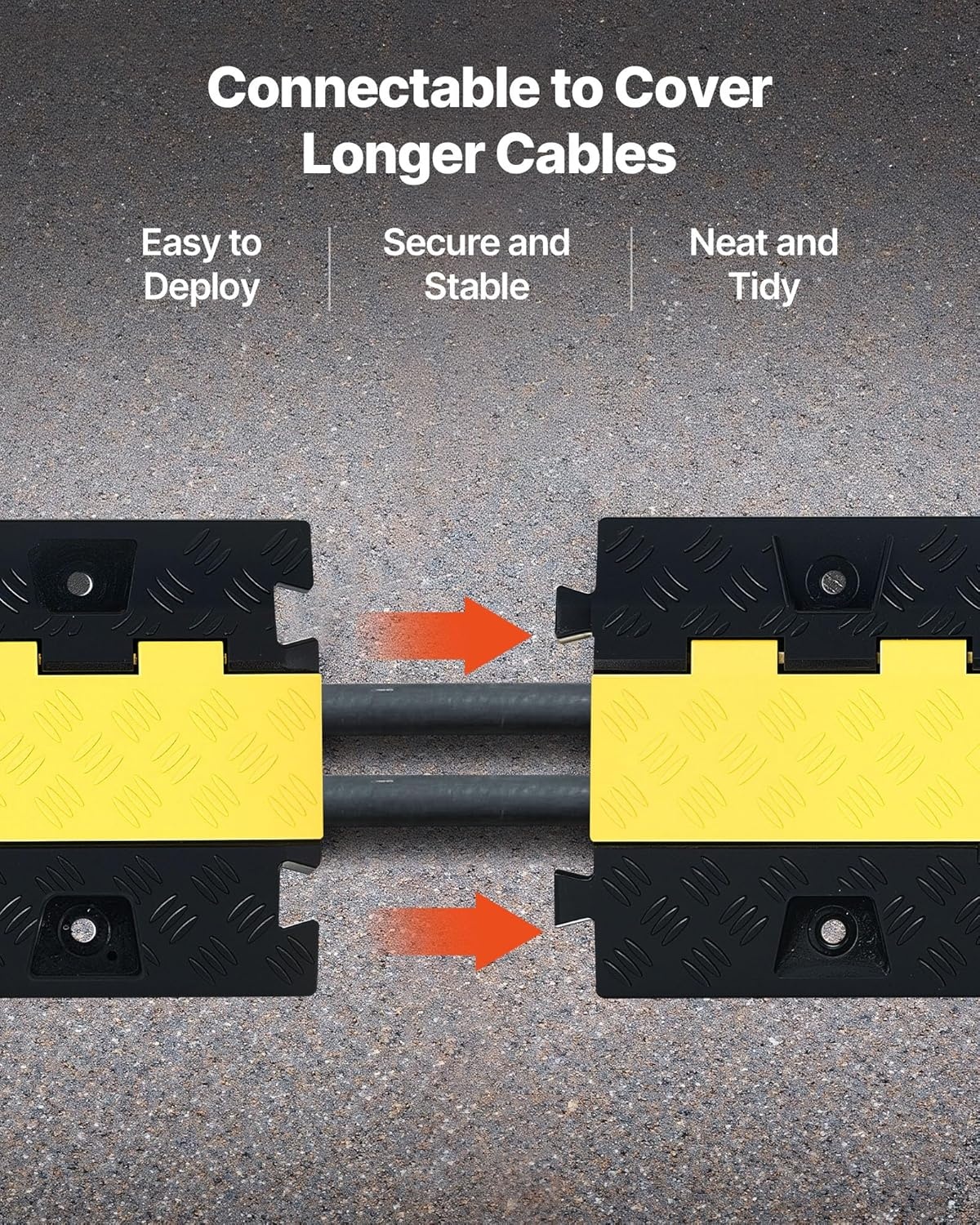 image:imageVEVOR 5 PCs TPU Cable Protector Ramp Heavy Duty 2Channel Speed Bumps for Road OdorFree EcoFriendly TPU with TPR Cover for Driveway Hose Floor Cord Cover 22000 lbsAxle Capacity3 PCs