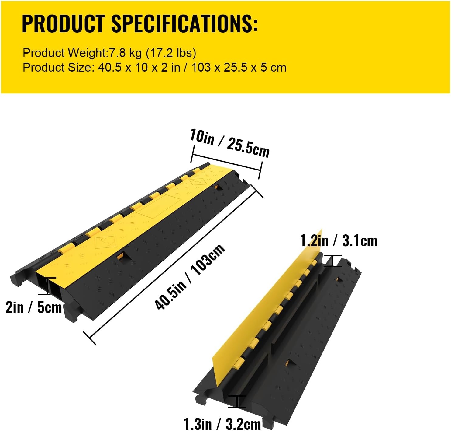 image:imageVEVOR 5 Pack Rubber Cable Protector Ramp 2 Channel Heavy Duty 66000 lbs Load Capacity Cable Wire Cord Cover Ramp Speed Bump Driveway Hose Cable Ramp Protective Cover 2Channel 5 Pack66000 lbs5 Pcs