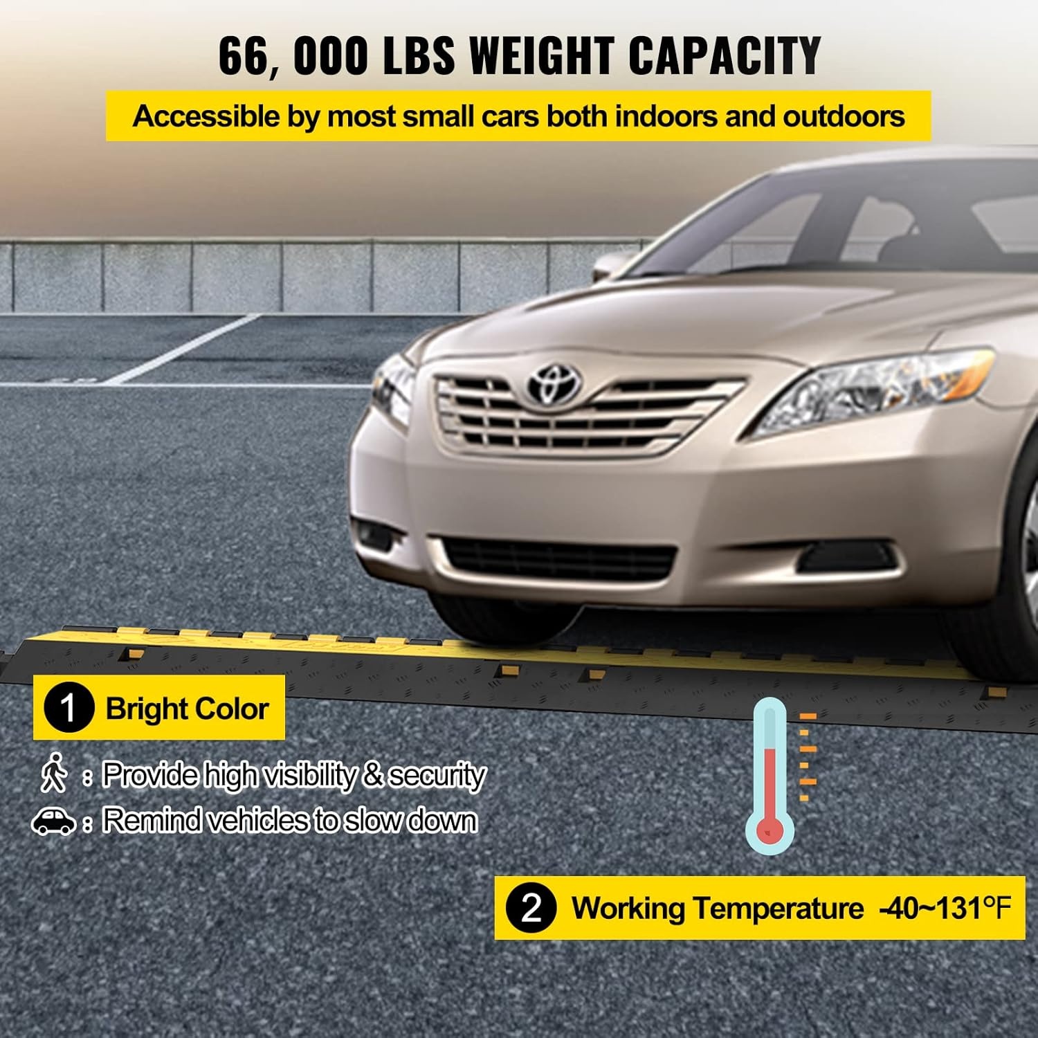 image:imageVEVOR 5 Pack Rubber Cable Protector Ramp 2 Channel Heavy Duty 66000 lbs Load Capacity Cable Wire Cord Cover Ramp Speed Bump Driveway Hose Cable Ramp Protective Cover 2Channel 5 Pack66000 lbs5 Pcs