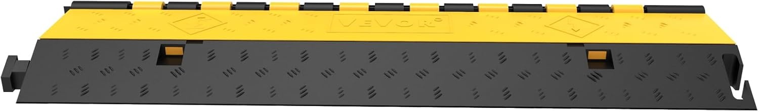 image:imageVEVOR 5 Pack Rubber Cable Protector Ramp 2 Channel Heavy Duty 66000 lbs Load Capacity Cable Wire Cord Cover Ramp Speed Bump Driveway Hose Cable Ramp Protective Cover 2Channel 5 Pack66000 lbs4 Pcs