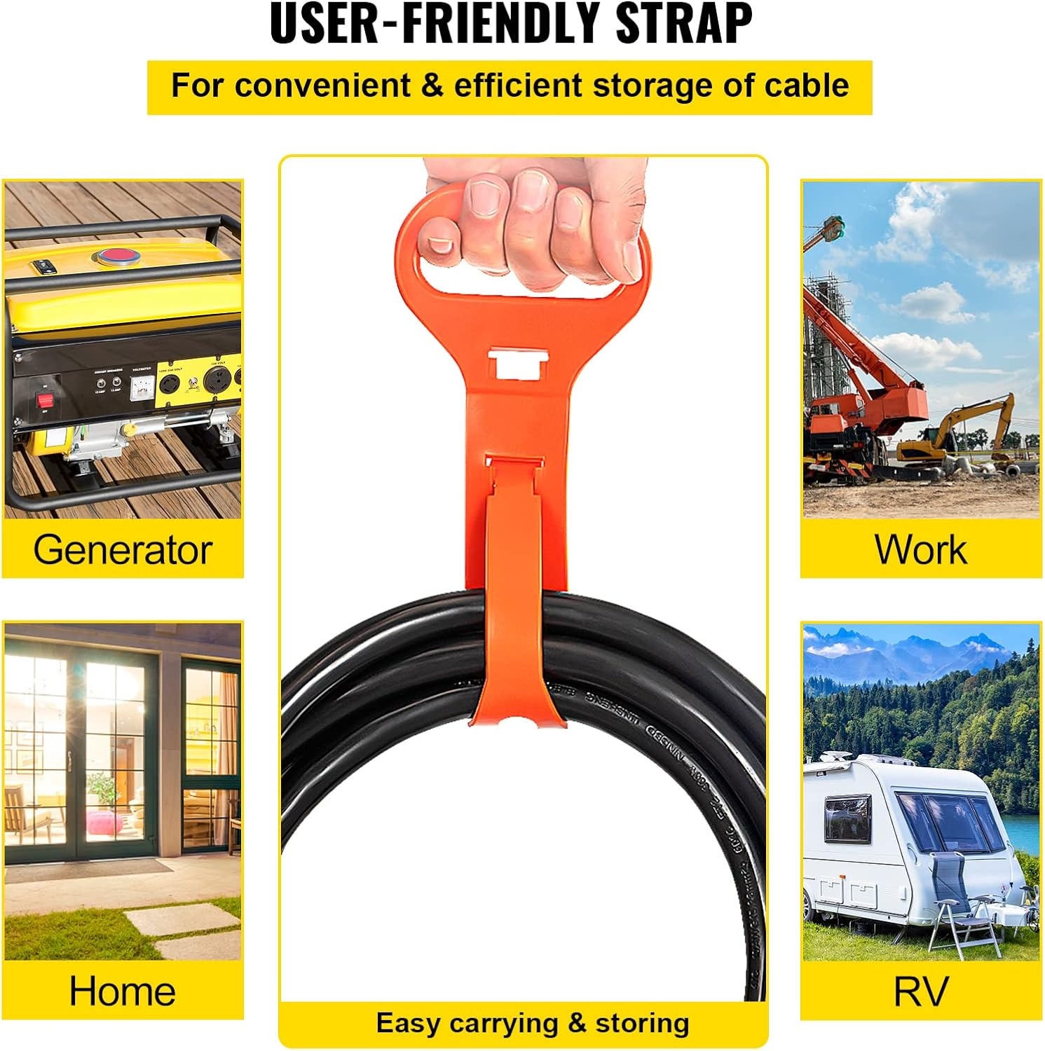 image:imageVEVOR 50FT Welder Extension Cord 40 Amp 250V 10 Gauge NEMA 650 3 Prong STW 103 AWG Heavy Duty Welding Power Cord for MIGTIGPlasmaLincolnMiller50 ft