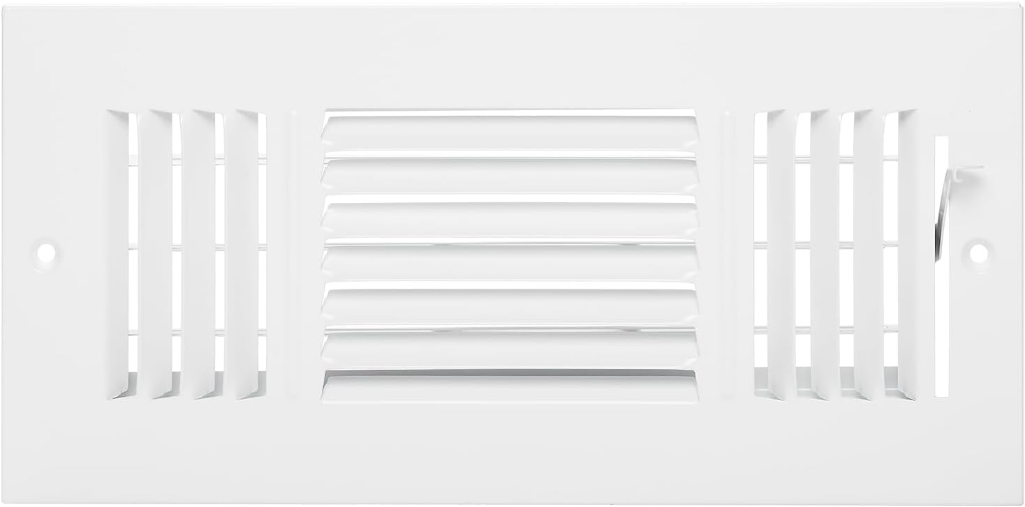 image:imageVEVOR 6 x 10 Inch Air Vent Covers 6Pack Return Air Vent Cover HVAC 3Direction Iron Vent Grilles for Wall amp Ceiling Rustproof AntiPeeling Air Vents Deflector Adjustable with Metal Damper White4 x 10 Inch
