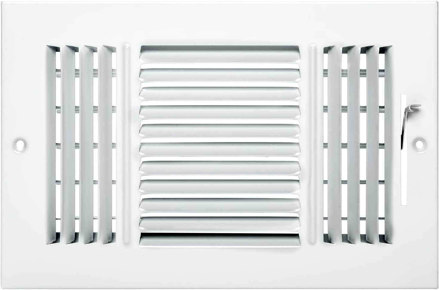 image:imageVEVOR 6 x 10 Inch Air Vent Covers 6Pack Return Air Vent Cover HVAC 3Direction Iron Vent Grilles for Wall amp Ceiling Rustproof AntiPeeling Air Vents Deflector Adjustable with Metal Damper White6 x 10 Inch