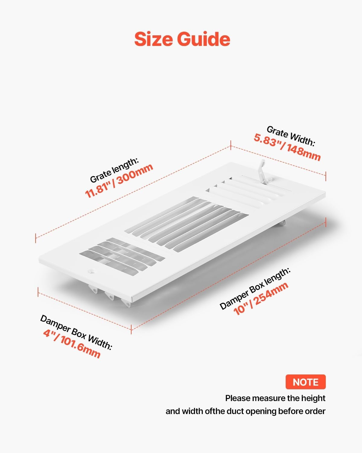 image:imageVEVOR 6 x 10 Inch Air Vent Covers 6Pack Return Air Vent Cover HVAC 3Direction Iron Vent Grilles for Wall amp Ceiling Rustproof AntiPeeling Air Vents Deflector Adjustable with Metal Damper White4 x 10 Inch