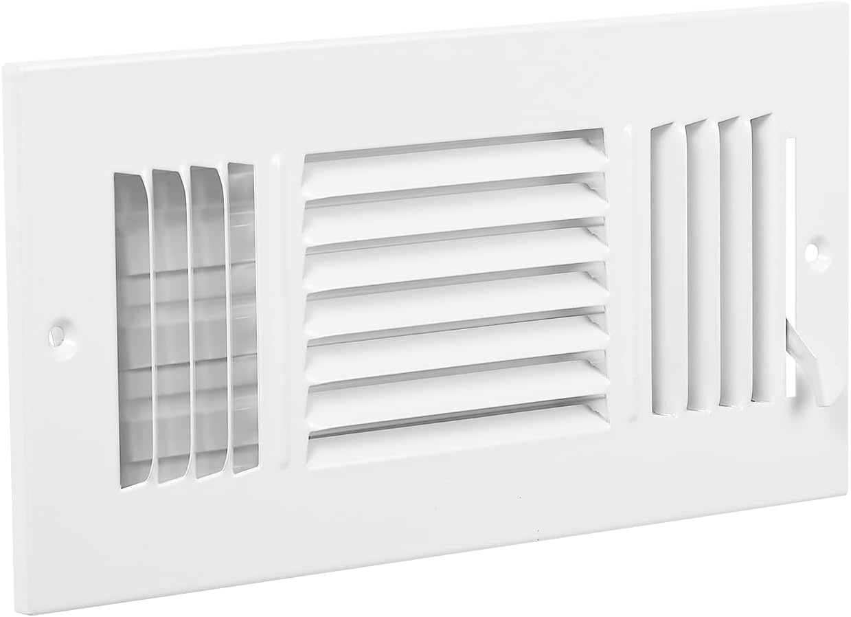 image:imageVEVOR 6 x 10 Inch Air Vent Covers 6Pack Return Air Vent Cover HVAC 3Direction Iron Vent Grilles for Wall amp Ceiling Rustproof AntiPeeling Air Vents Deflector Adjustable with Metal Damper White4 x 10 Inch