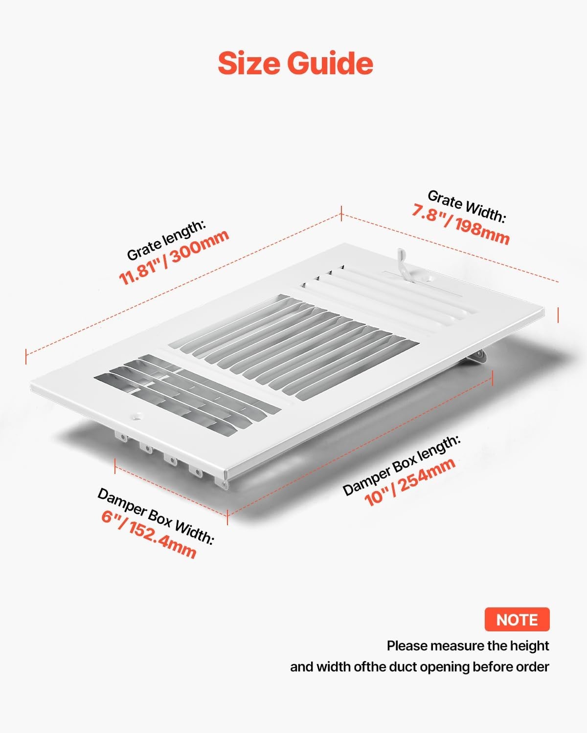 image:imageVEVOR 6 x 10 Inch Air Vent Covers 6Pack Return Air Vent Cover HVAC 3Direction Iron Vent Grilles for Wall amp Ceiling Rustproof AntiPeeling Air Vents Deflector Adjustable with Metal Damper White6 x 10 Inch