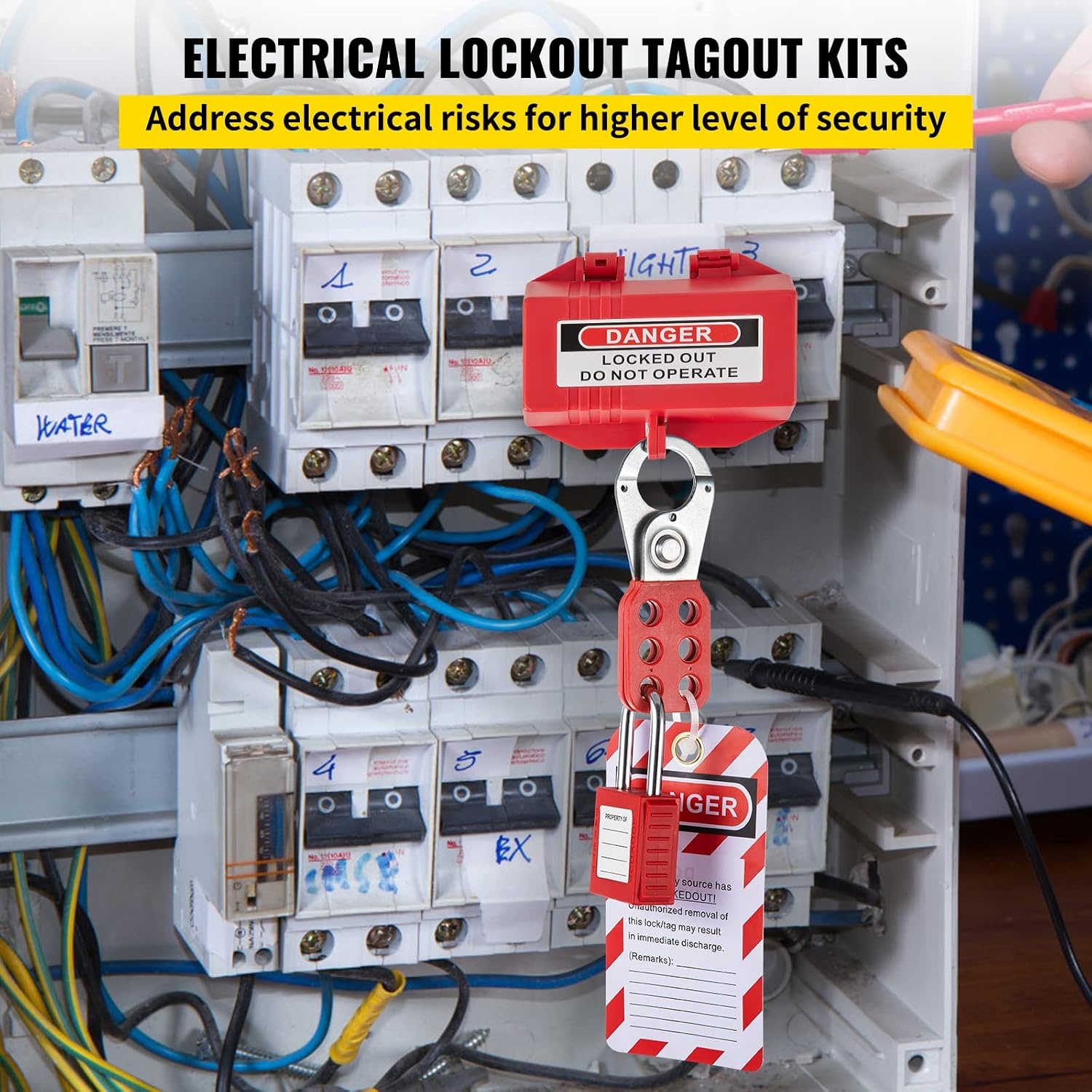 image:imageVEVOR 60pcs Lockout Tagout Kit 14 Padlocks 3 Hasps 40 Tags 40 Ties 5 Expansion Kits Lockout Station Board Metallic Industrial amp Electrical Safety42pcs Set