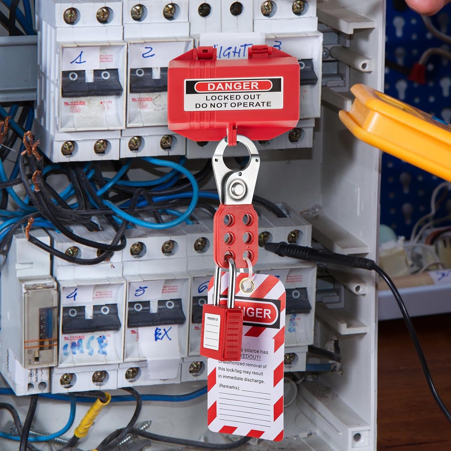 image:imageVEVOR 60pcs Lockout Tagout Kit 14 Padlocks 3 Hasps 40 Tags 40 Ties 5 Expansion Kits Lockout Station Board Metallic Industrial amp Electrical Safety43pcs Set