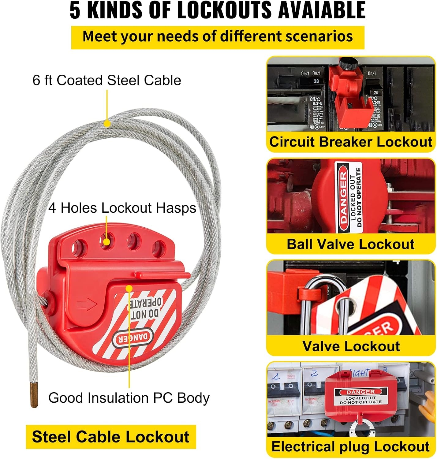 image:imageVEVOR 60pcs Lockout Tagout Kit 14 Padlocks 3 Hasps 40 Tags 40 Ties 5 Expansion Kits Lockout Station Board Metallic Industrial amp Electrical Safety43pcs Set