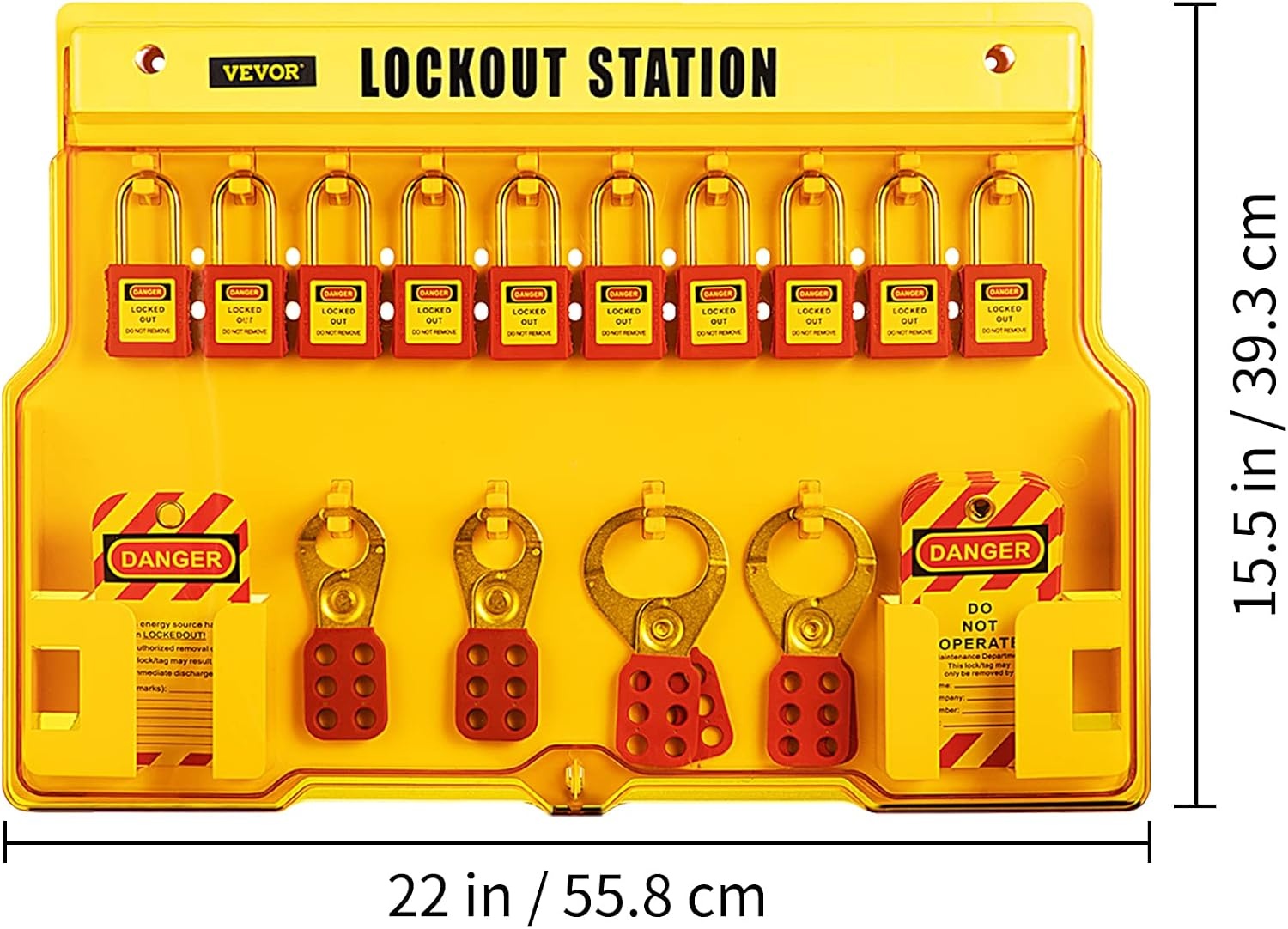 image:imageVEVOR 60pcs Lockout Tagout Kit 14 Padlocks 3 Hasps 40 Tags 40 Ties 5 Expansion Kits Lockout Station Board Metallic Industrial amp Electrical Safety58pcs Set