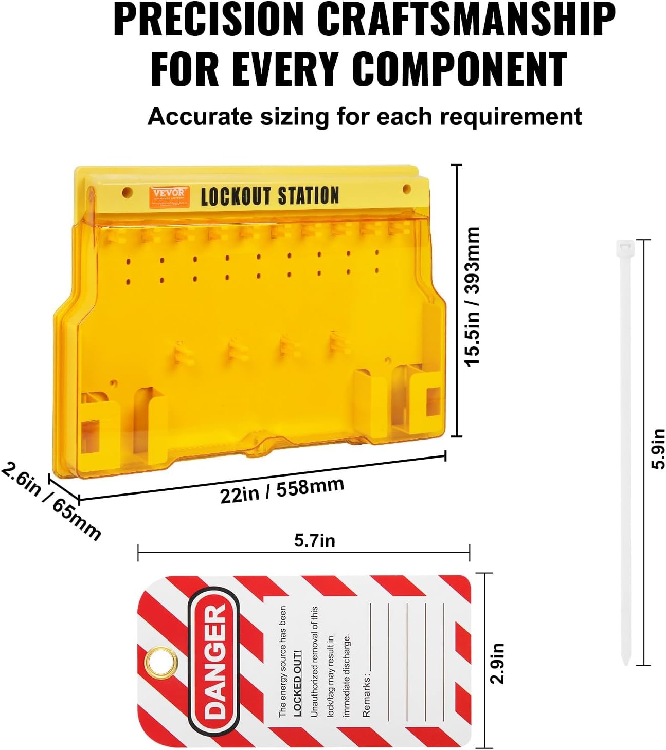 image:imageVEVOR 60pcs Lockout Tagout Kit 14 Padlocks 3 Hasps 40 Tags 40 Ties 5 Expansion Kits Lockout Station Board Metallic Industrial amp Electrical Safety60pcs Set