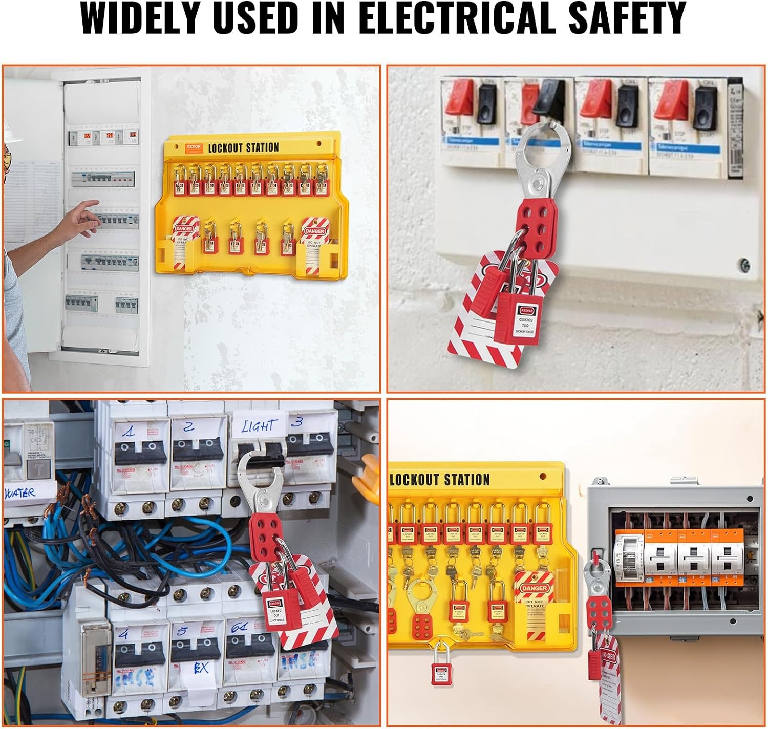 image:imageVEVOR 60pcs Lockout Tagout Kit 14 Padlocks 3 Hasps 40 Tags 40 Ties 5 Expansion Kits Lockout Station Board Metallic Industrial amp Electrical Safety60pcs Set