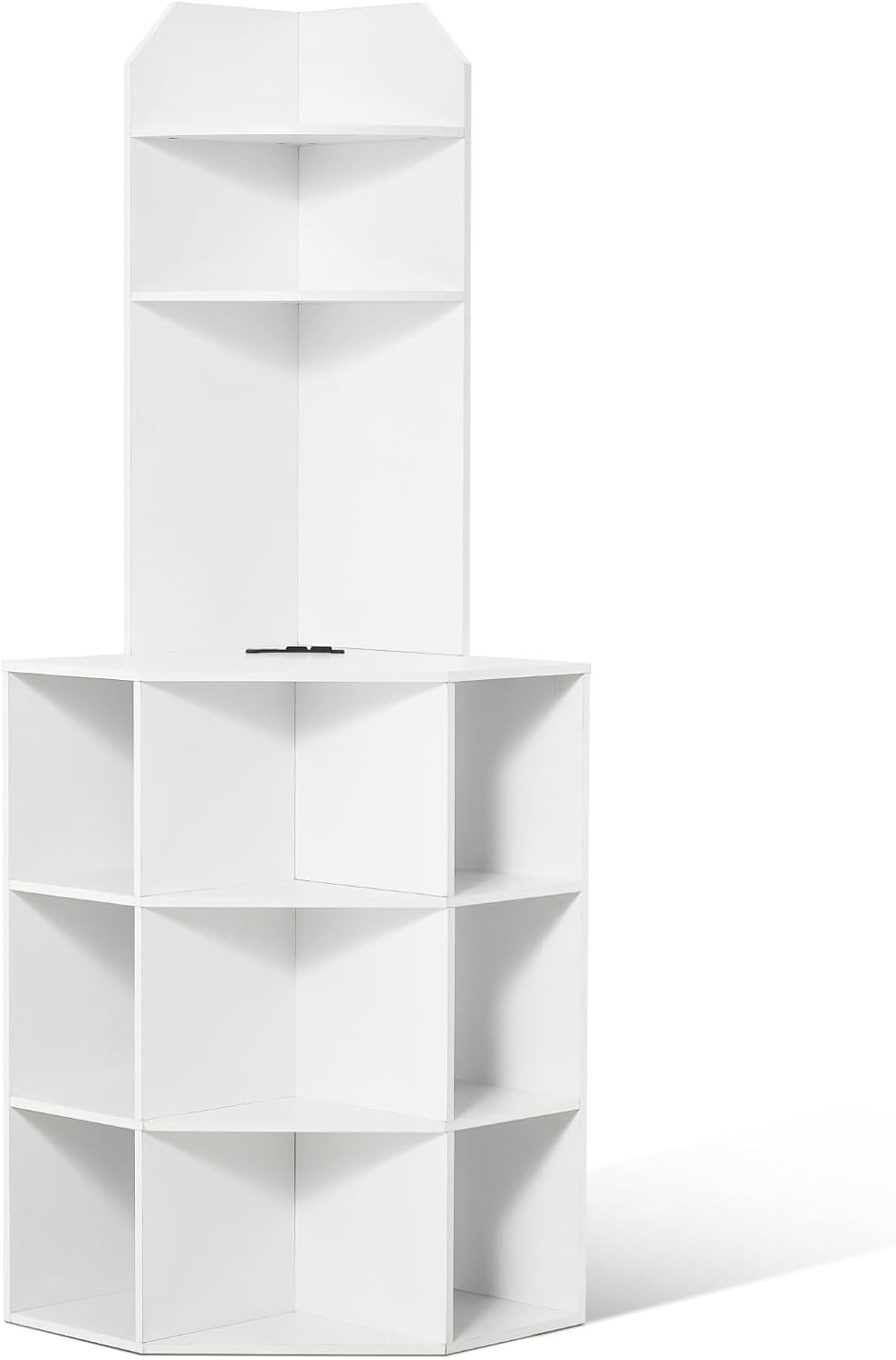 image:imageVEVOR 68 Tall Corner Storage Cabinet 6 Tiers Farmhouse Storage Cabinet with 4 Wooden Doors amp Adjustable Shelves Freestanding Corner Kitchen Cabinet for Living Room Kitchen Laundry Room WhiteT2